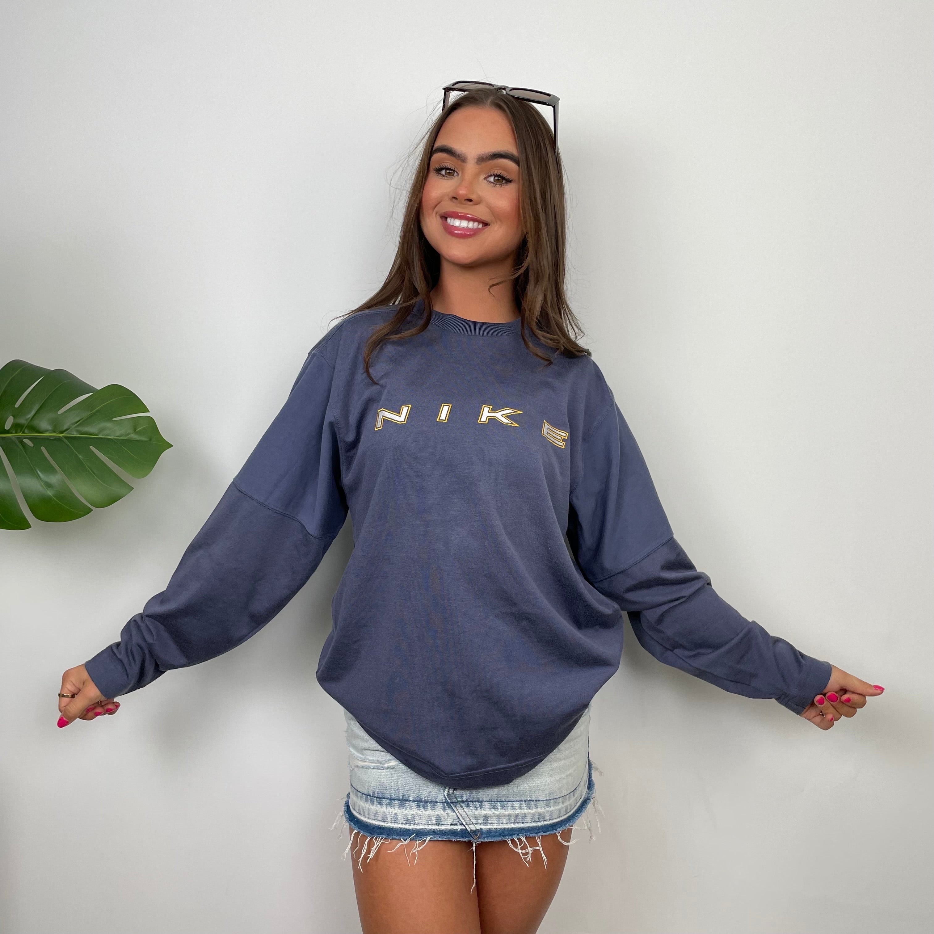 Nike Navy Embroidered Spell Out Sweatshirt (L)