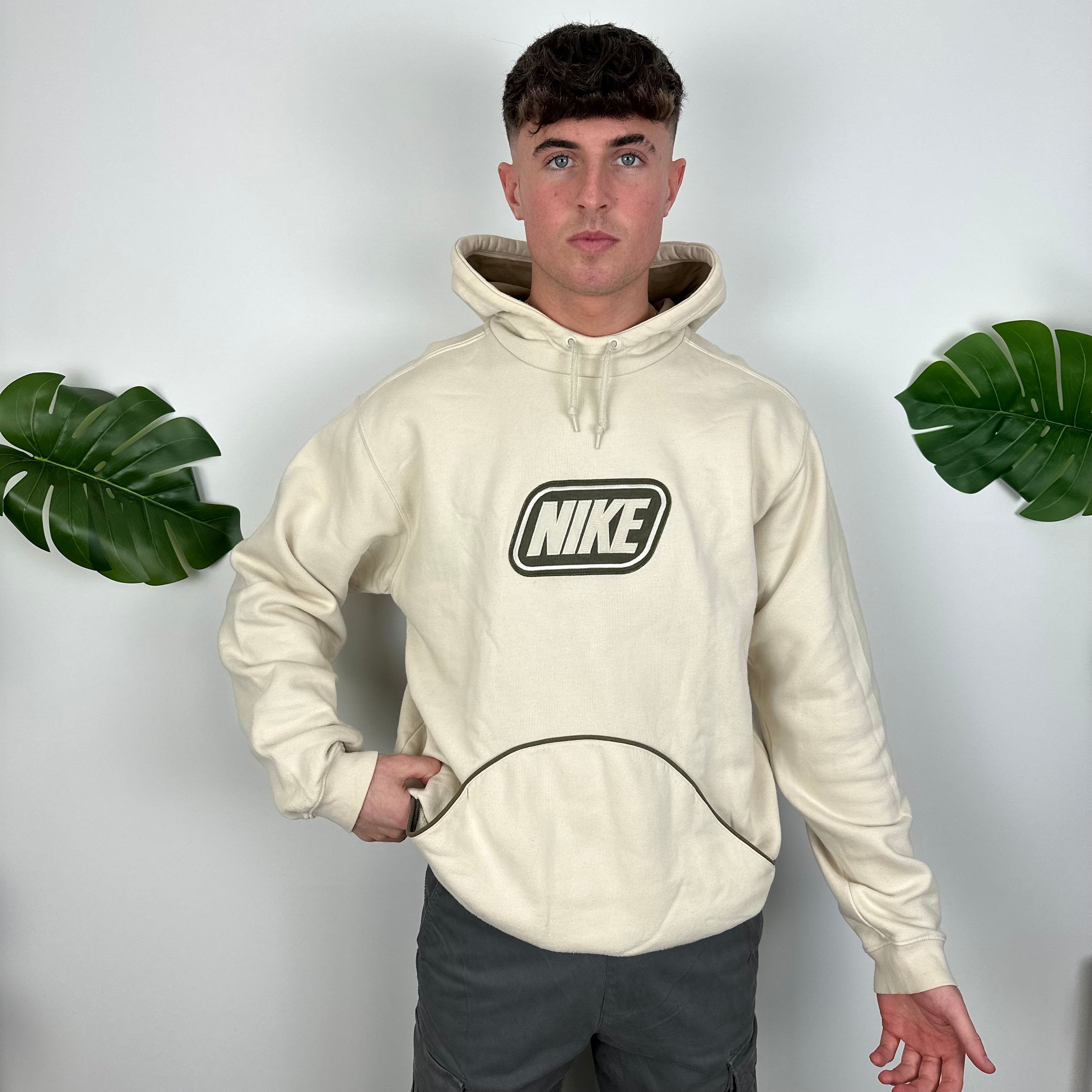 Nike Cream Embroidered Spell Out Hoodie as worn by Molly Mae (L)