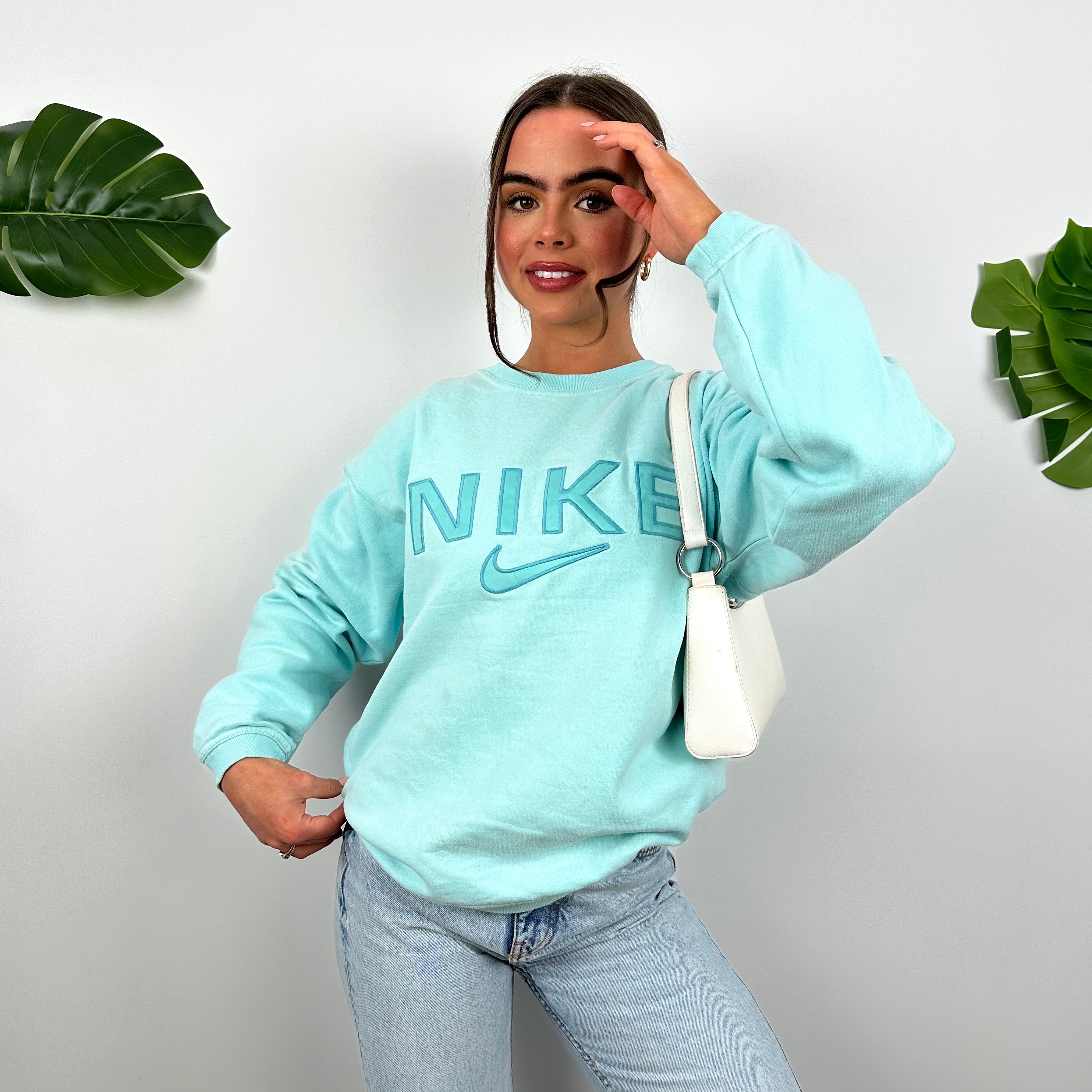 Nike Baby Blue Embroidered Spell Out Sweatshirt (M)