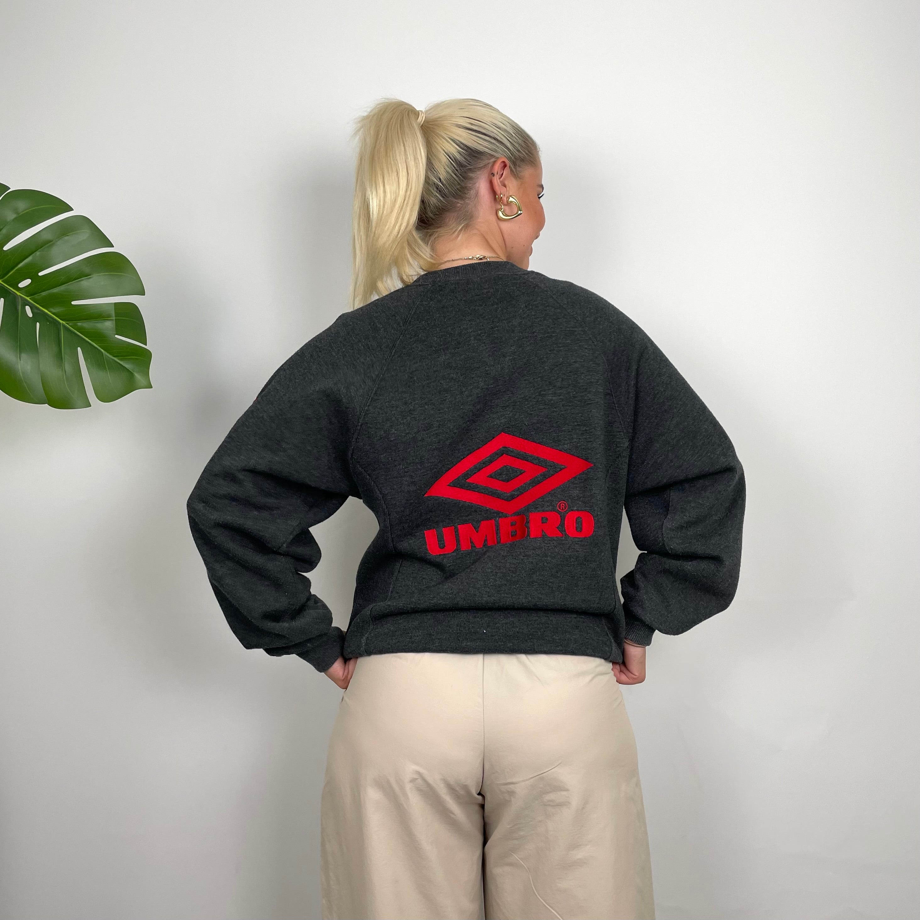 Umbro Grey Embroidered Spell Out Sweatshirt (XS)