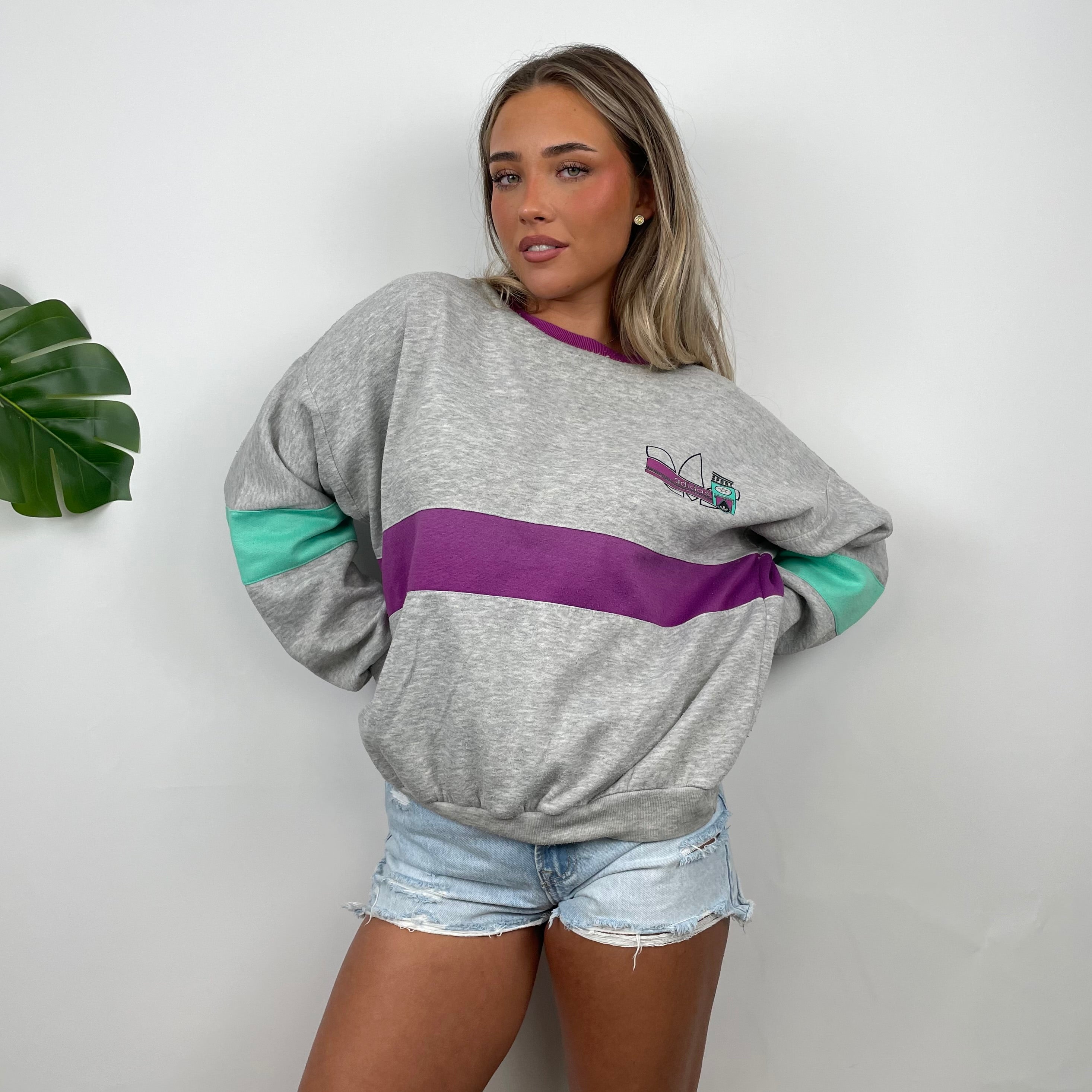 Adidas Grey Colour Block Sweatshirt (S)