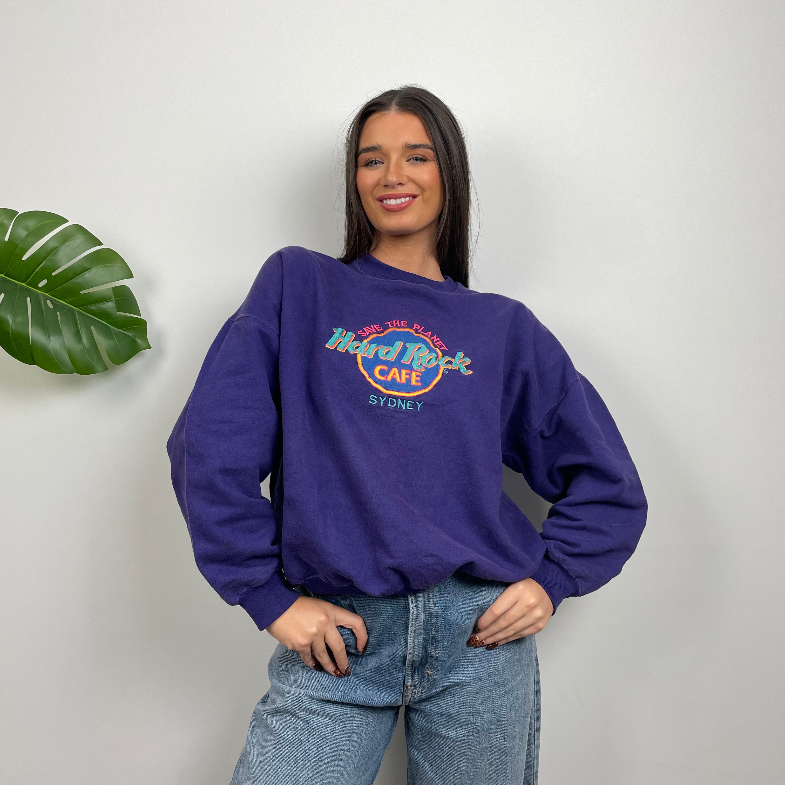 Hard Rock Cafe Sydney Purple Spell Out Sweatshirt (M)