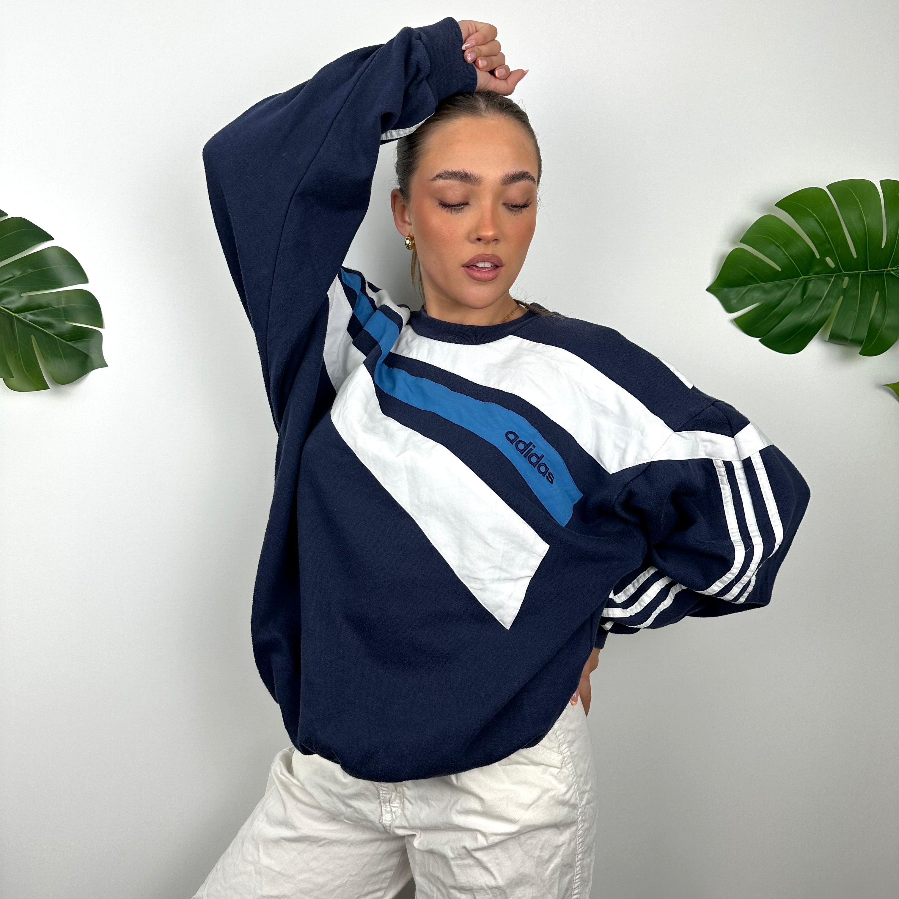 Adidas Embroidered Spell Out Colour Block Sweatshirt (M)