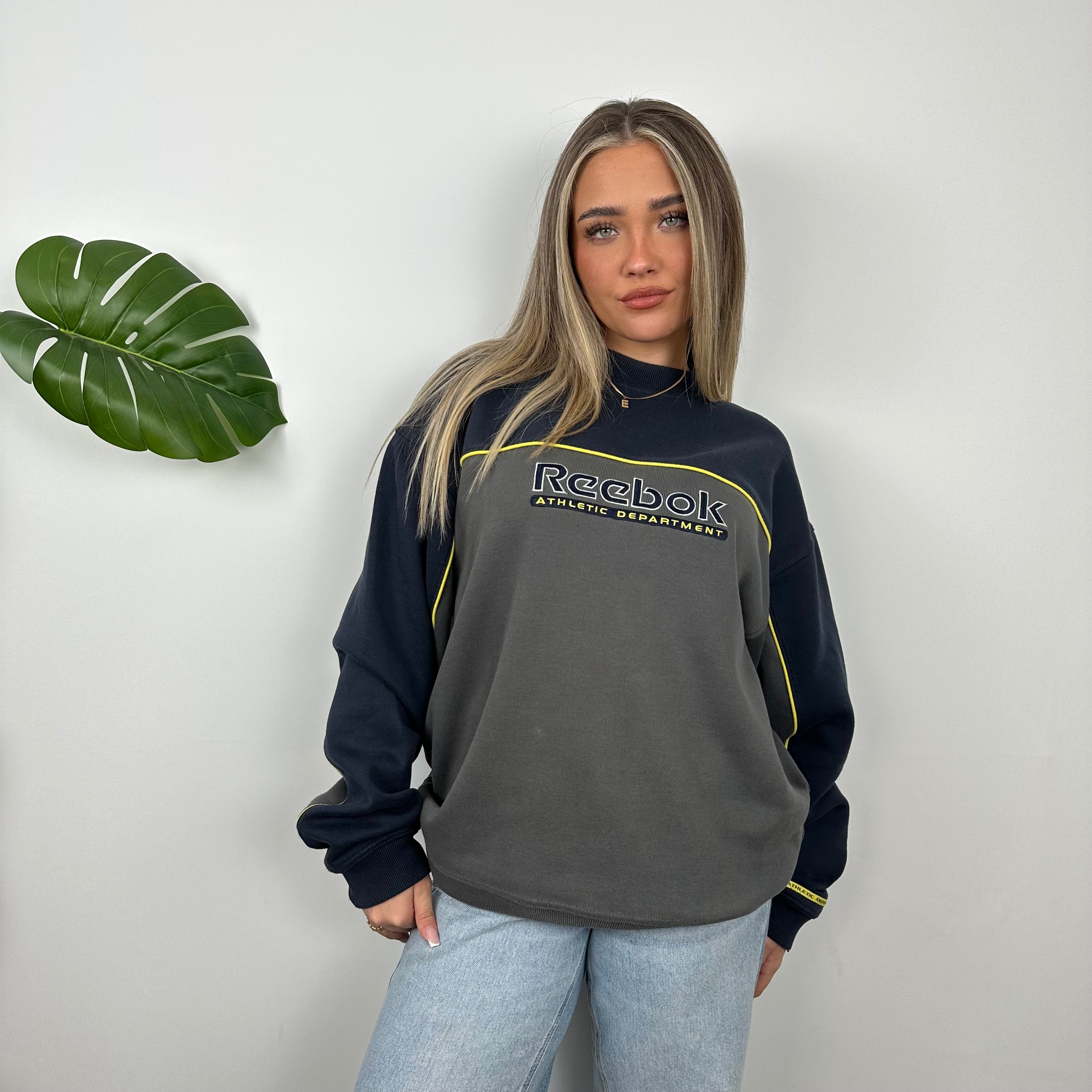 Reebok Grey Embroidered Spell Out Sweatshirt (L)