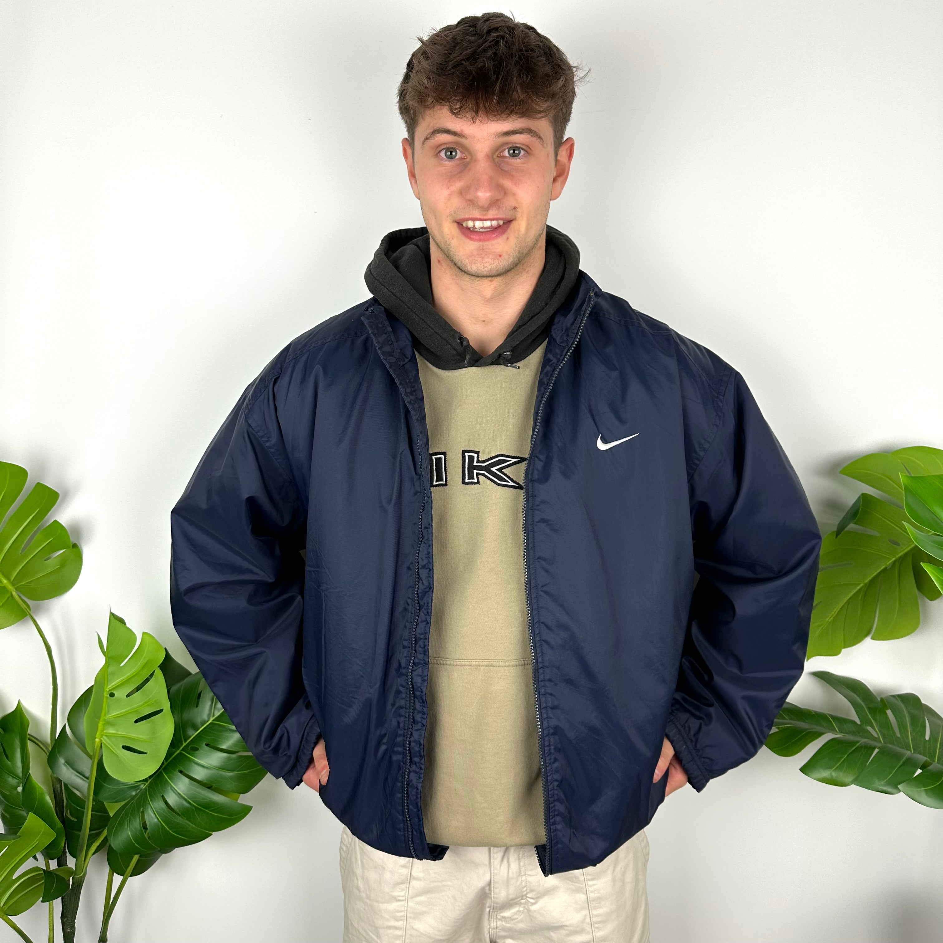 Nike Navy Embroidered Swoosh Padded Jacket (L)