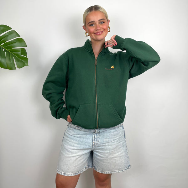 Carhartt Green Embroidered Spell Out Zip Up Jacket (M)