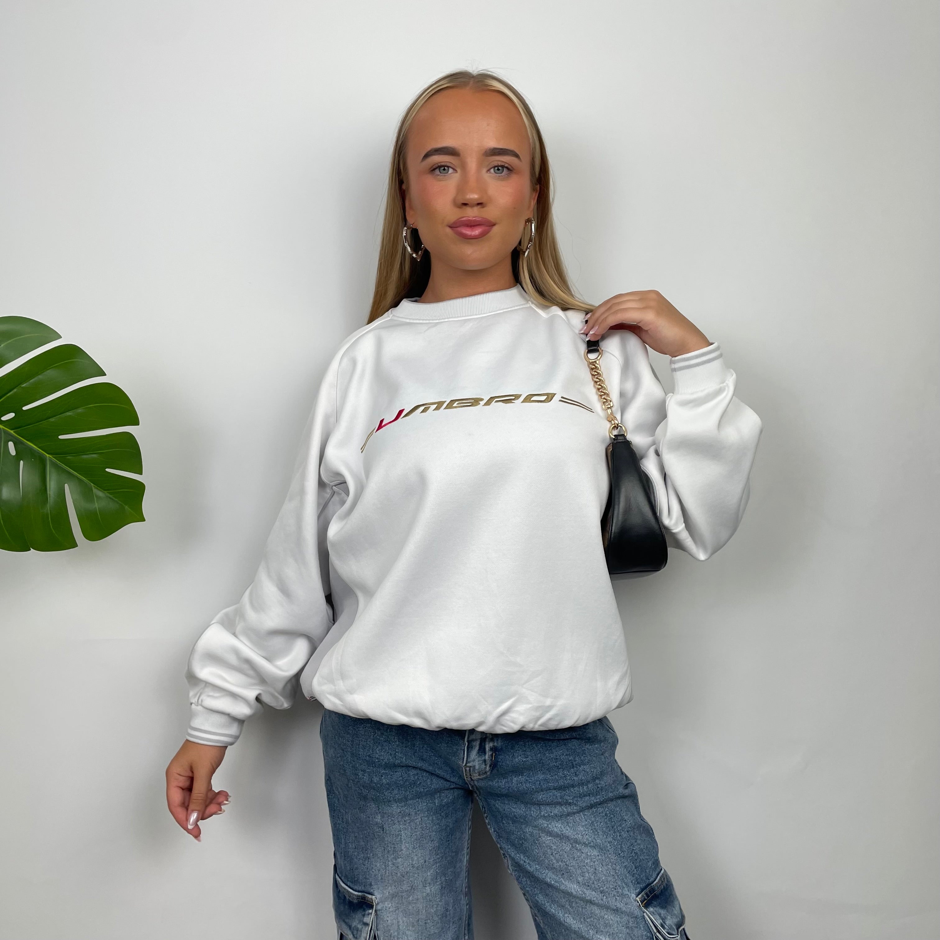 Umbro White Embroidered Spell Out Sweatshirt (L)