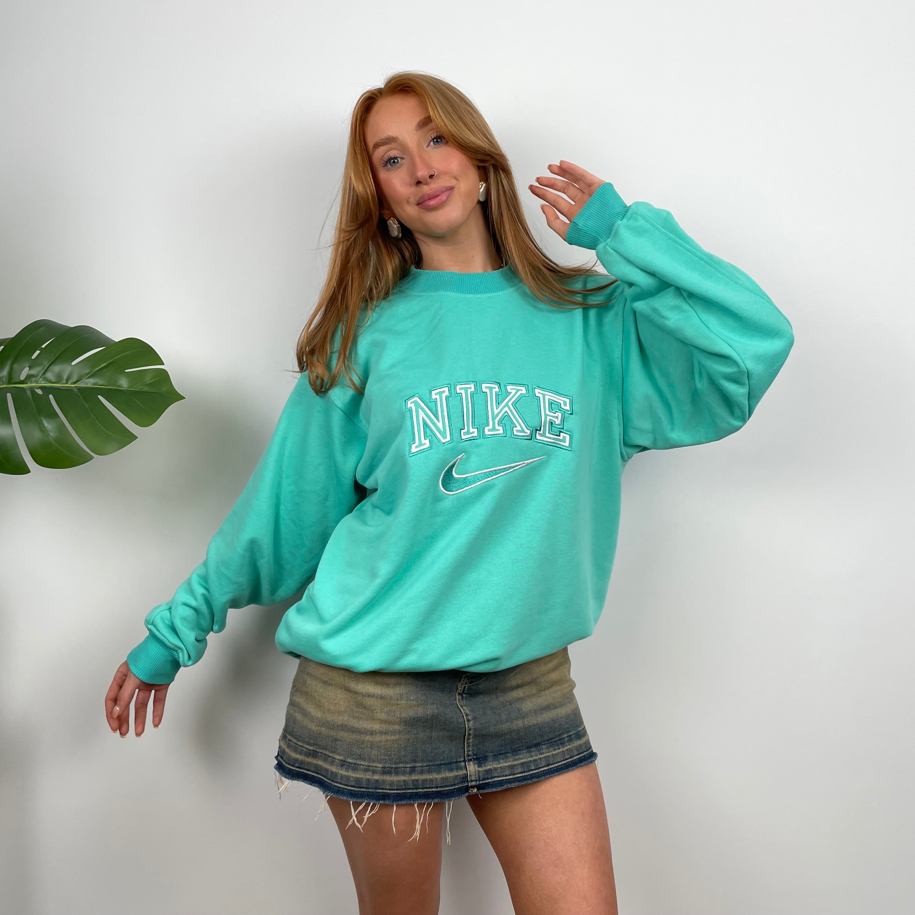 Nike Turquoise Embroidered Spell Out Sweatshirt (M)