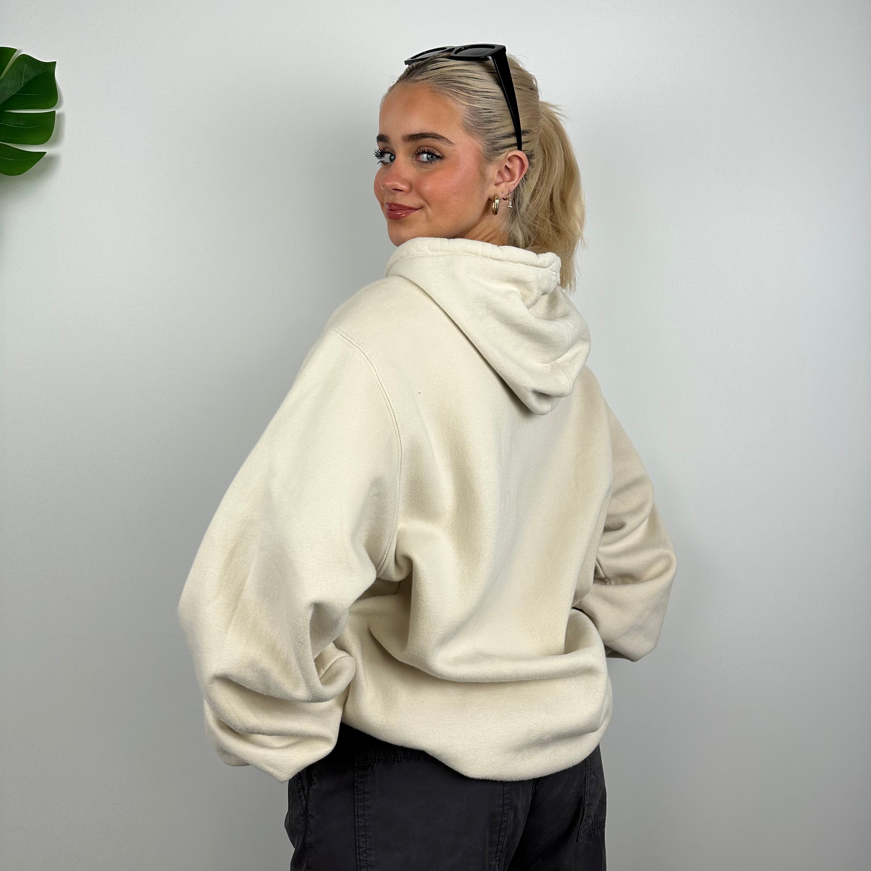 Nike Cream Embroidered Spell Out Hoodie (L)