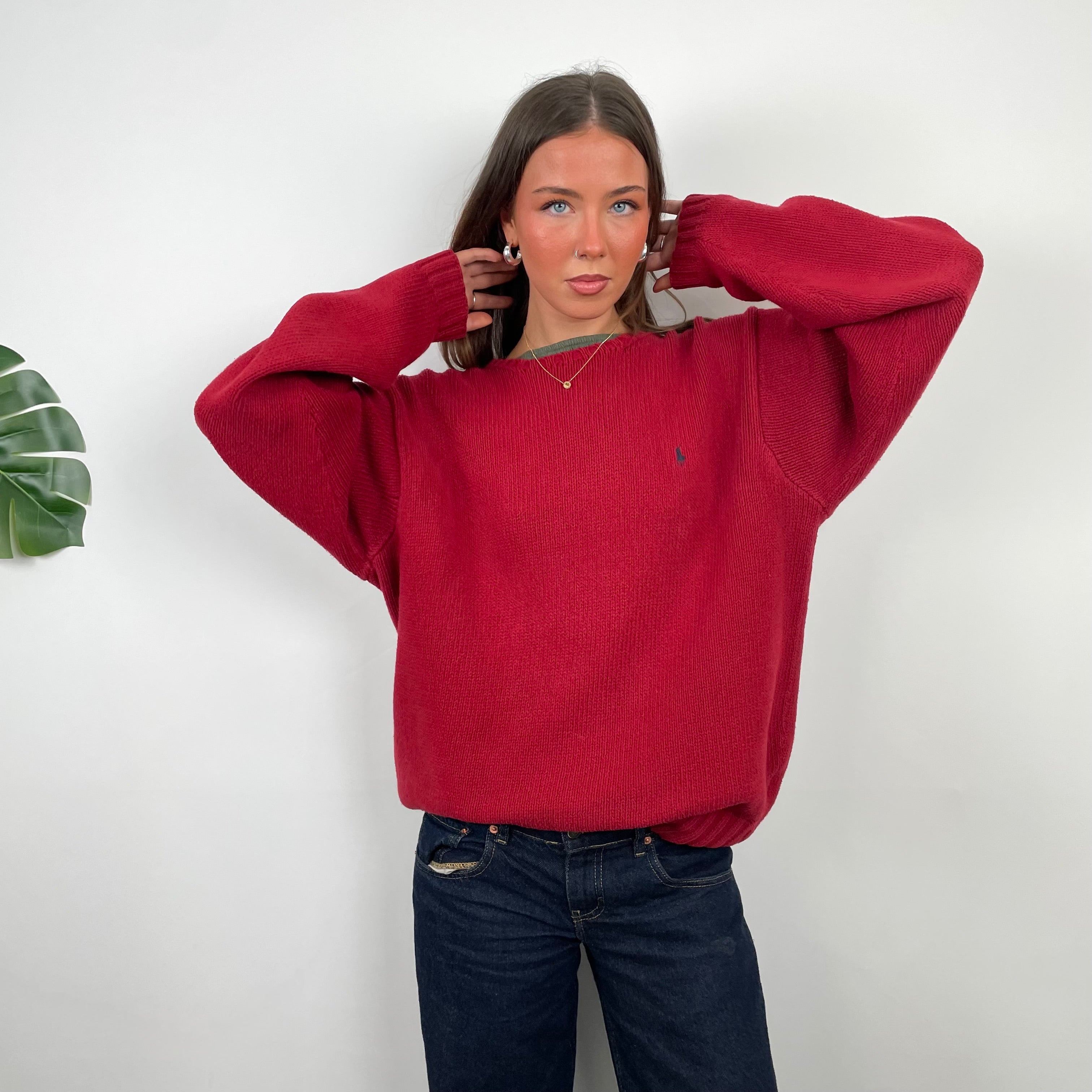 Polo Ralph Lauren RARE Red Embroidered Logo Knitted Sweater (L)