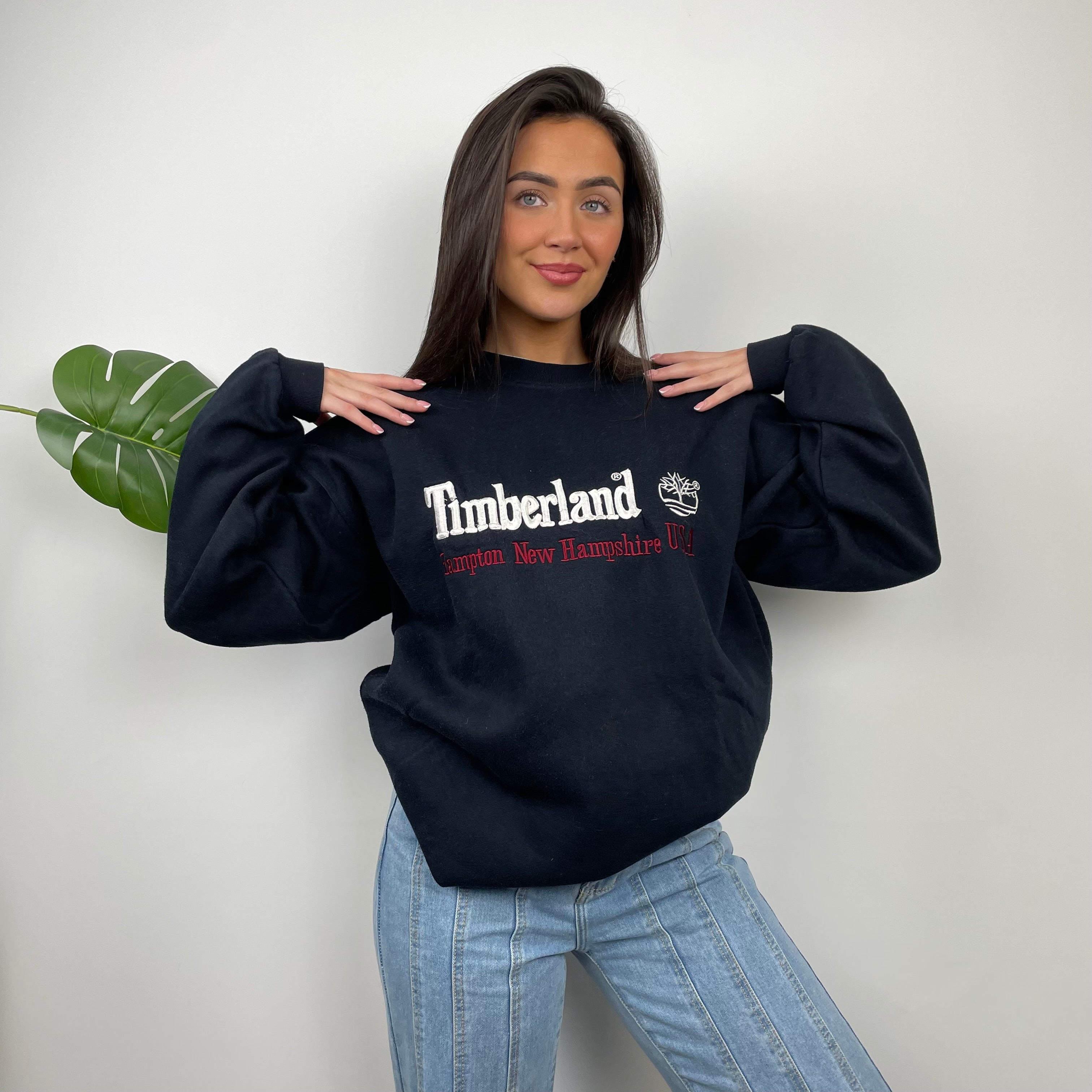 Timberland Black Embroidered Spell Out Sweatshirt (L)
