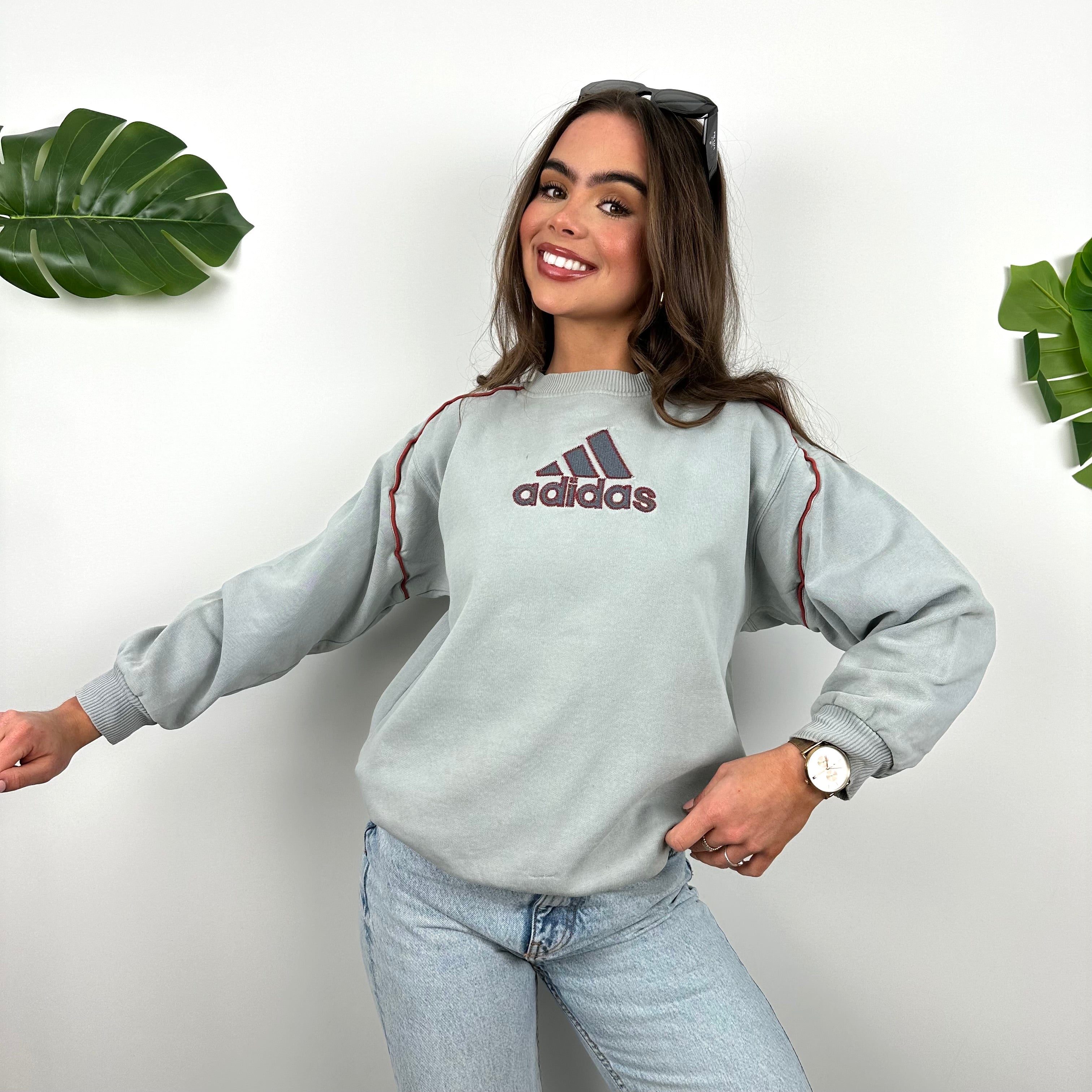 Adidas Baby Blue Embroidered Spell Out Sweatshirt (S)