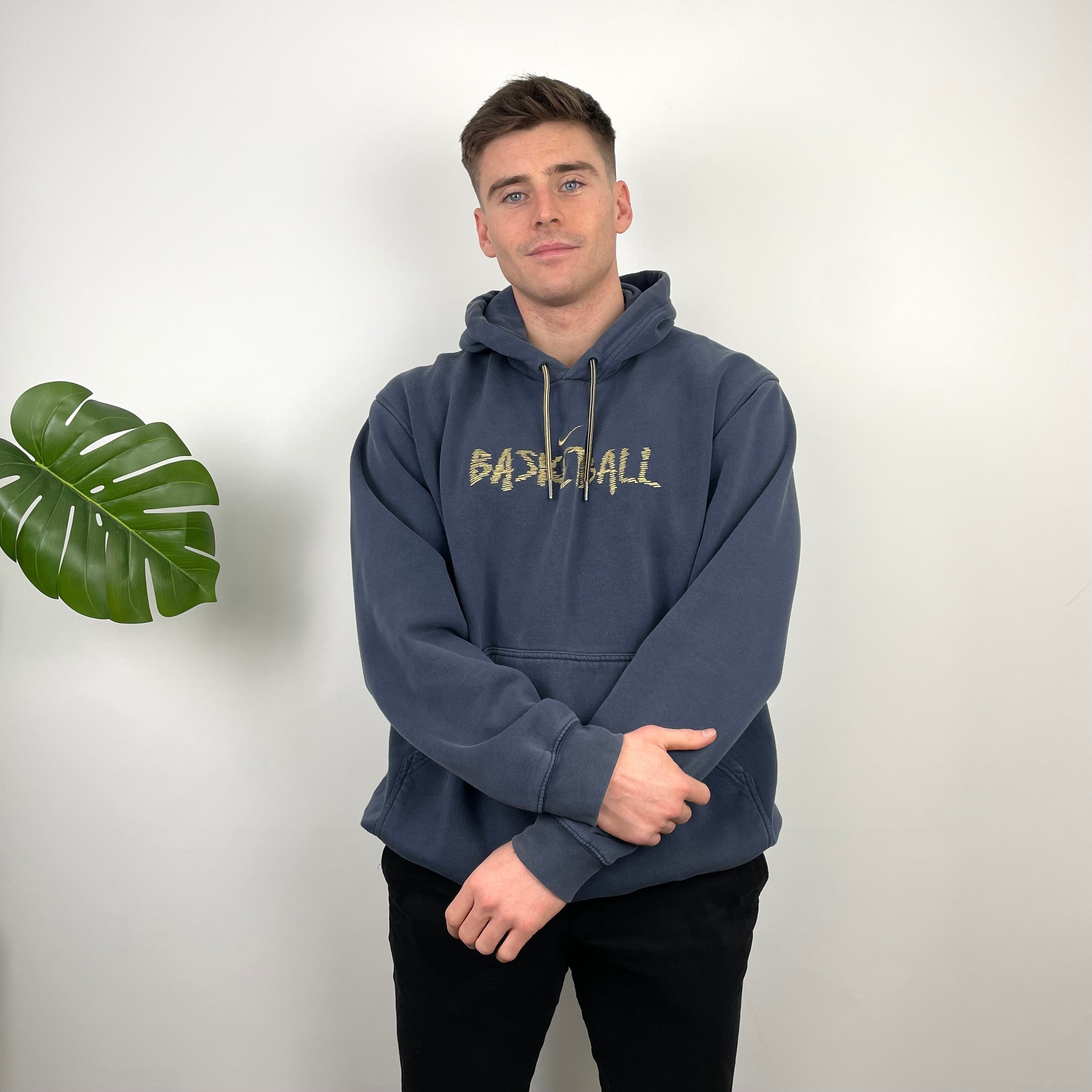 Nike Navy Embroidered Swoosh Hoodie (XL)