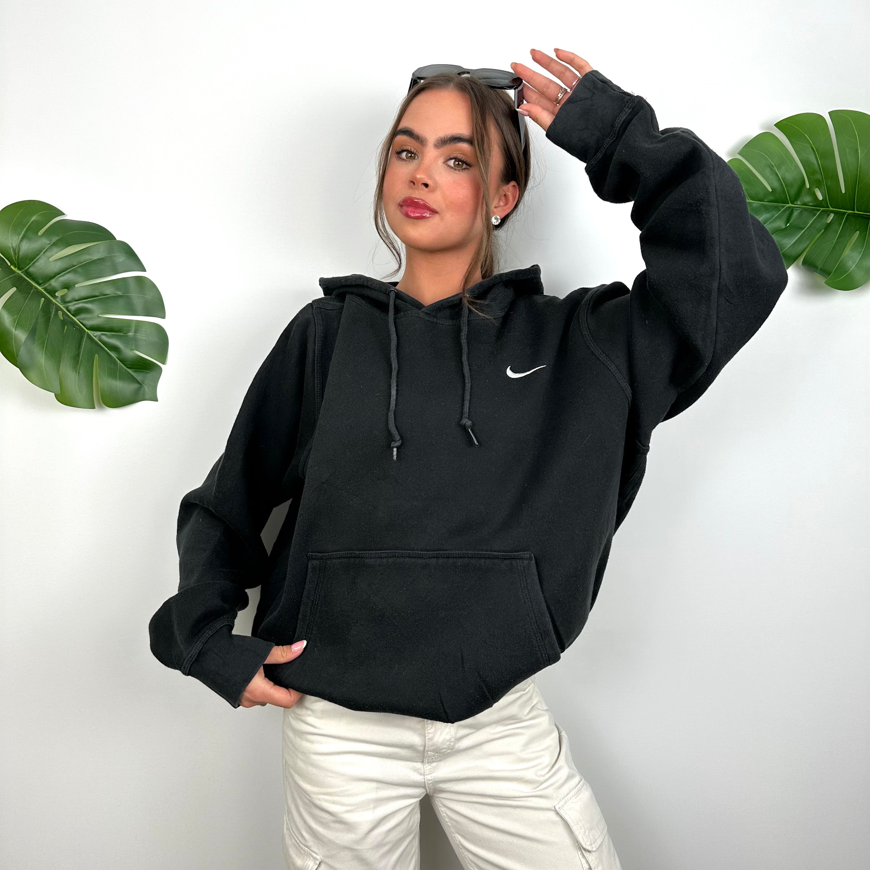 Nike Black Embroidered Swoosh Hoodie (L)