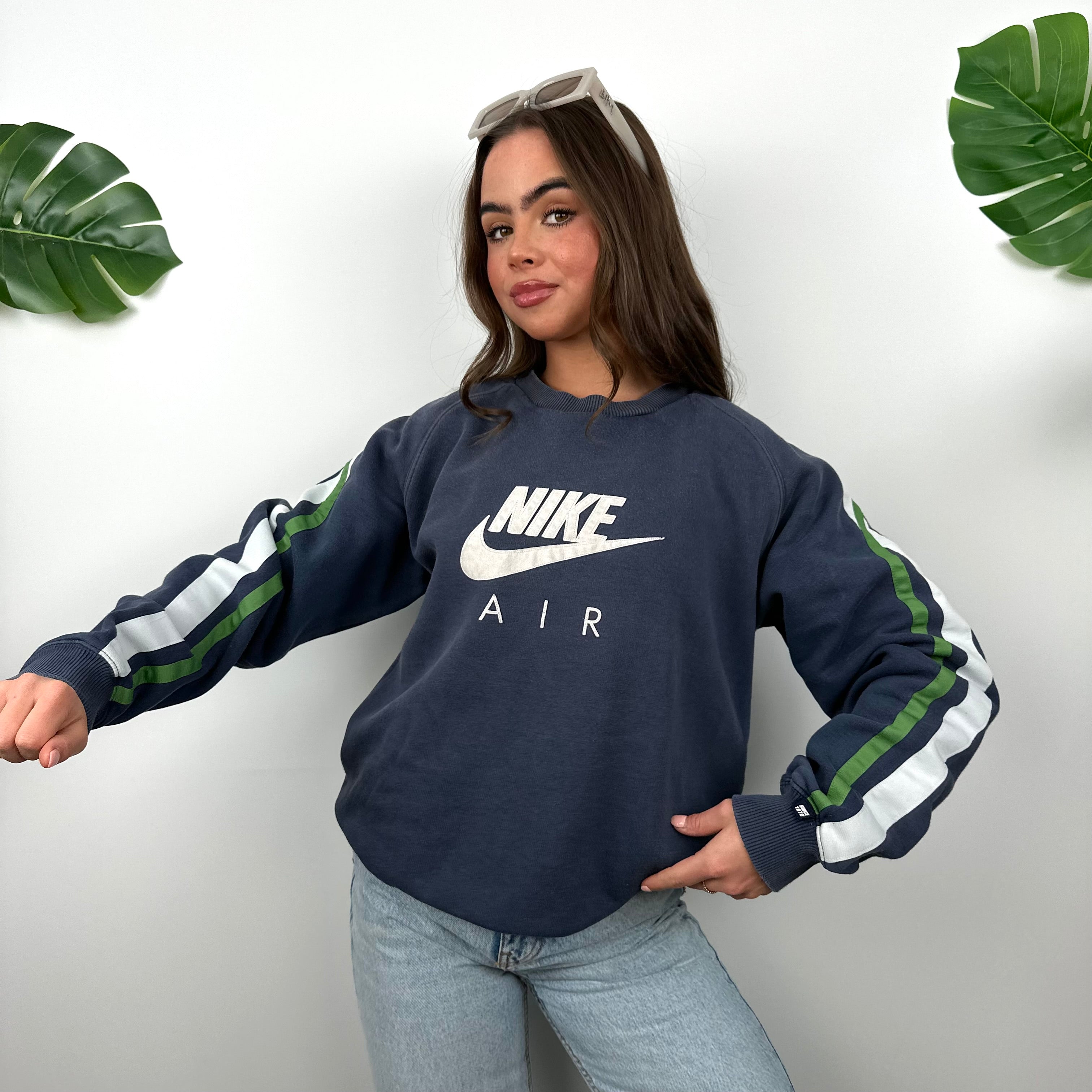 Nike Air Navy Embroidered Spell Out Sweatshirt (M)