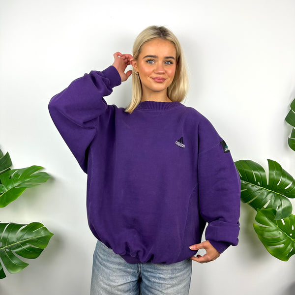 Adidas Equipment RARE Purple Embroidered Spell Out Sweatshirt (XL)