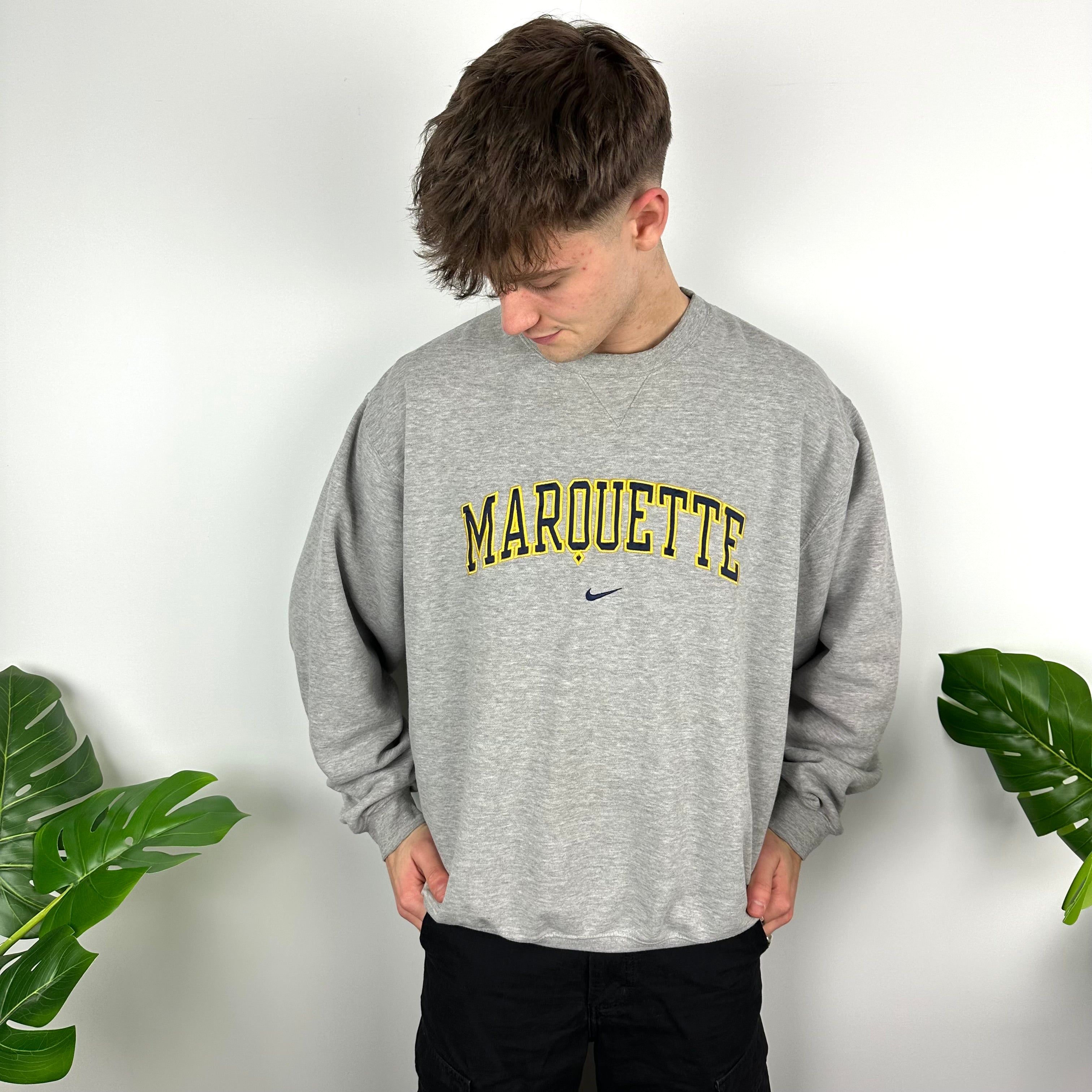 Nike x Marquette Grey Embroidered Spell Out Sweatshirt (L)