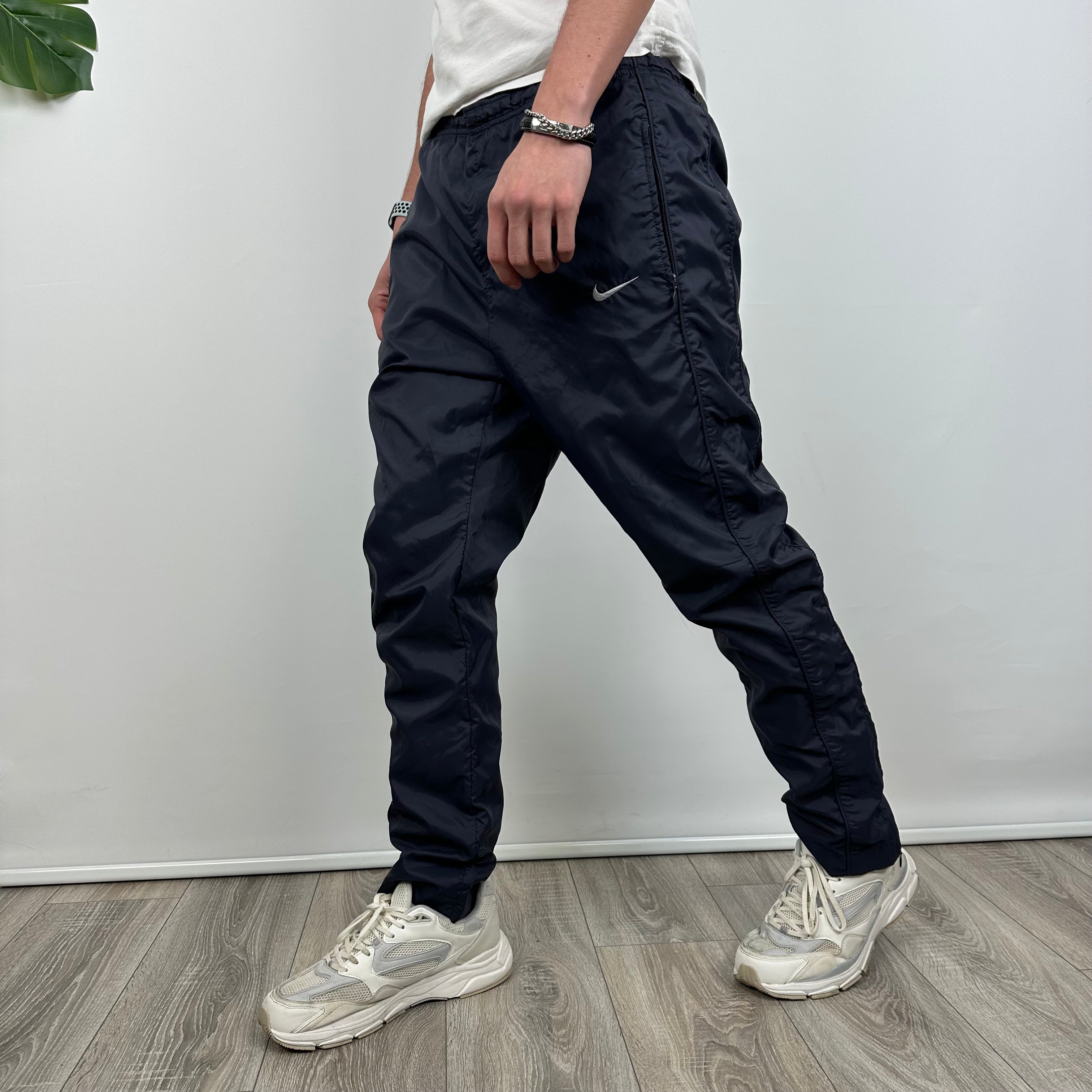 Nike Navy Embroidered Swoosh Track Pants (M)