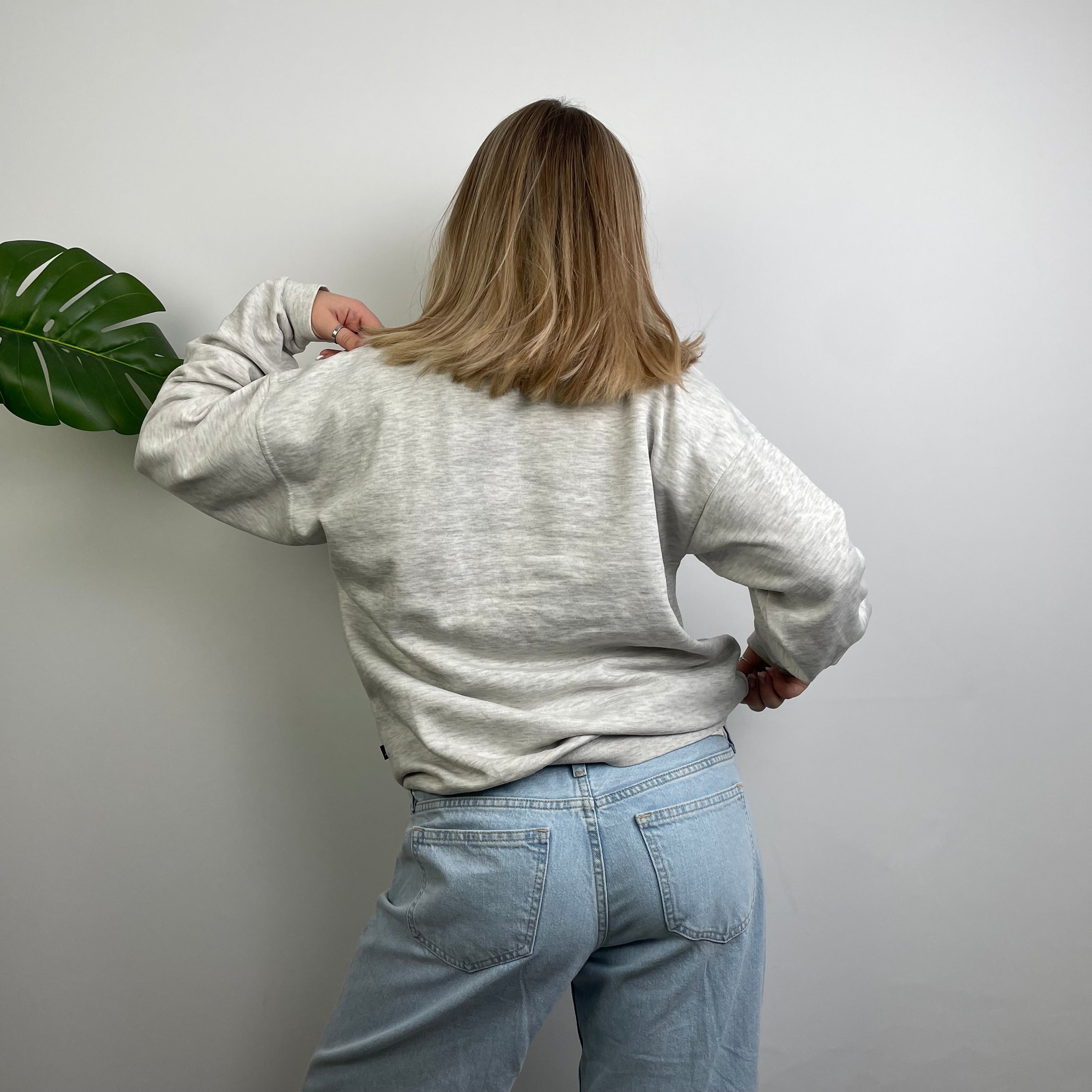 Adidas Grey Embroidered Spell Out Sweatshirt (M)