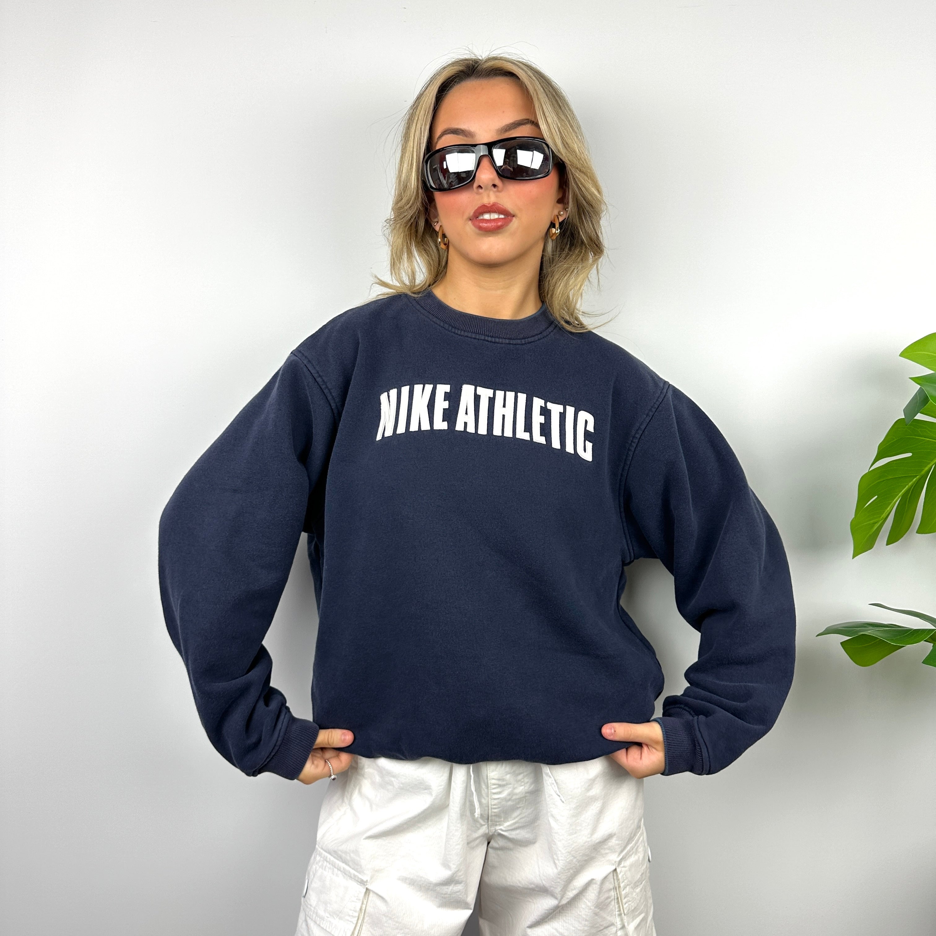 Nike Athletic Navy Embroidered Spell Out Sweatshirt (M)