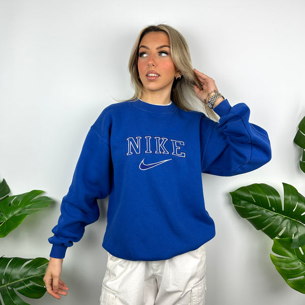 Nike Blue Embroidered Spell Out Sweatshirt (M)