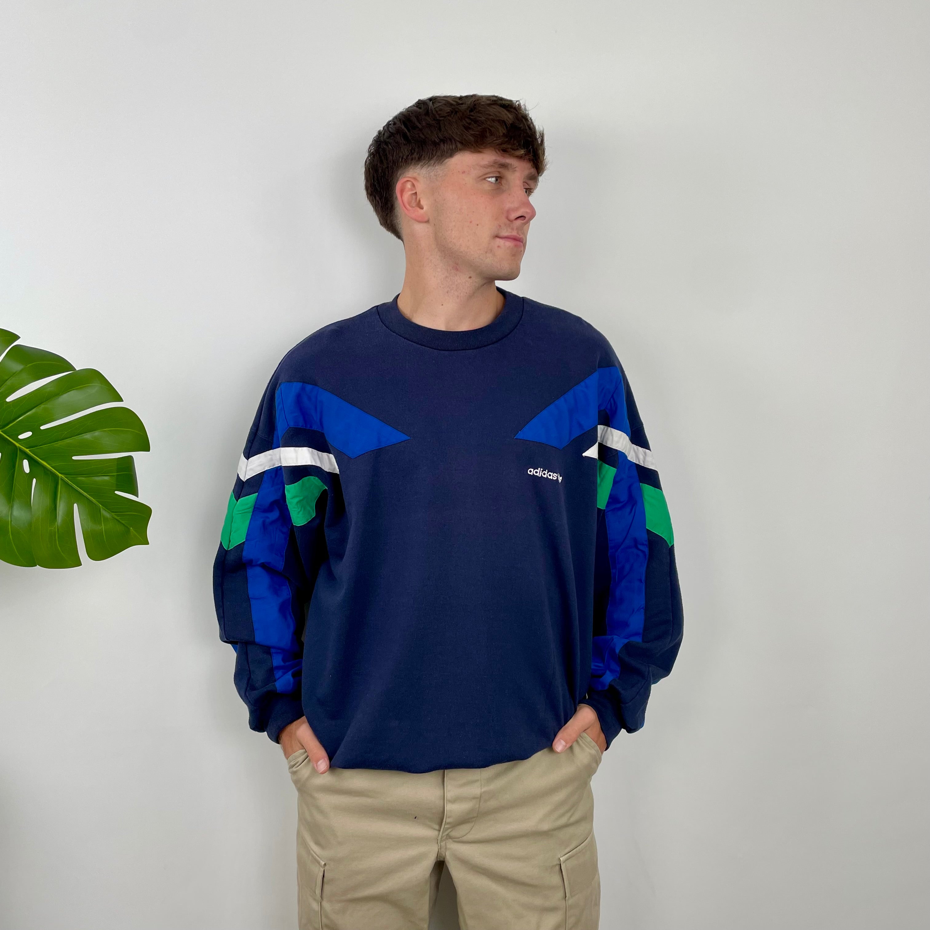 Adidas Embroidered Spell Out Colour Block Sweatshirt (L)