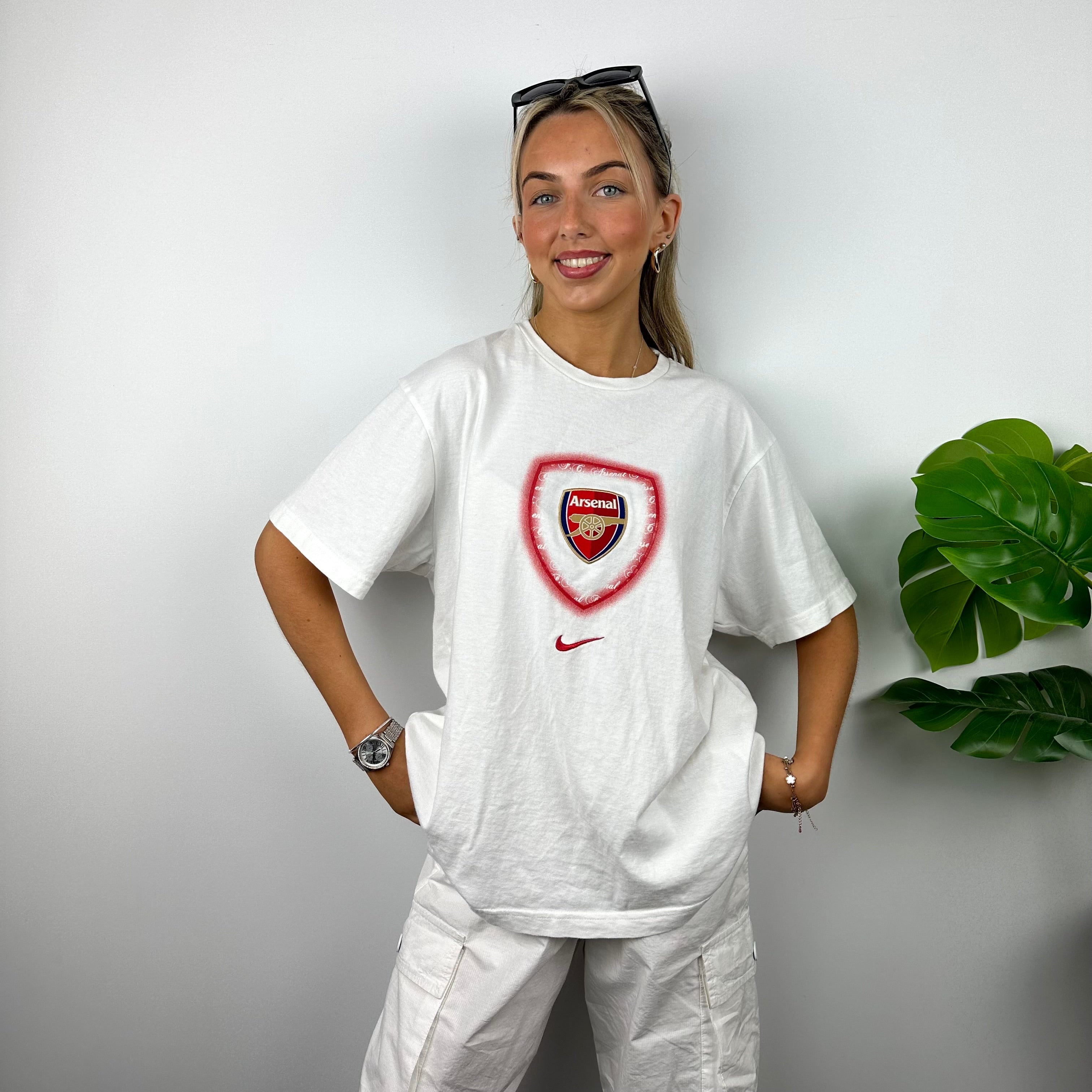 Nike x Arsenal White Embroidered Logo T Shirt (XL)