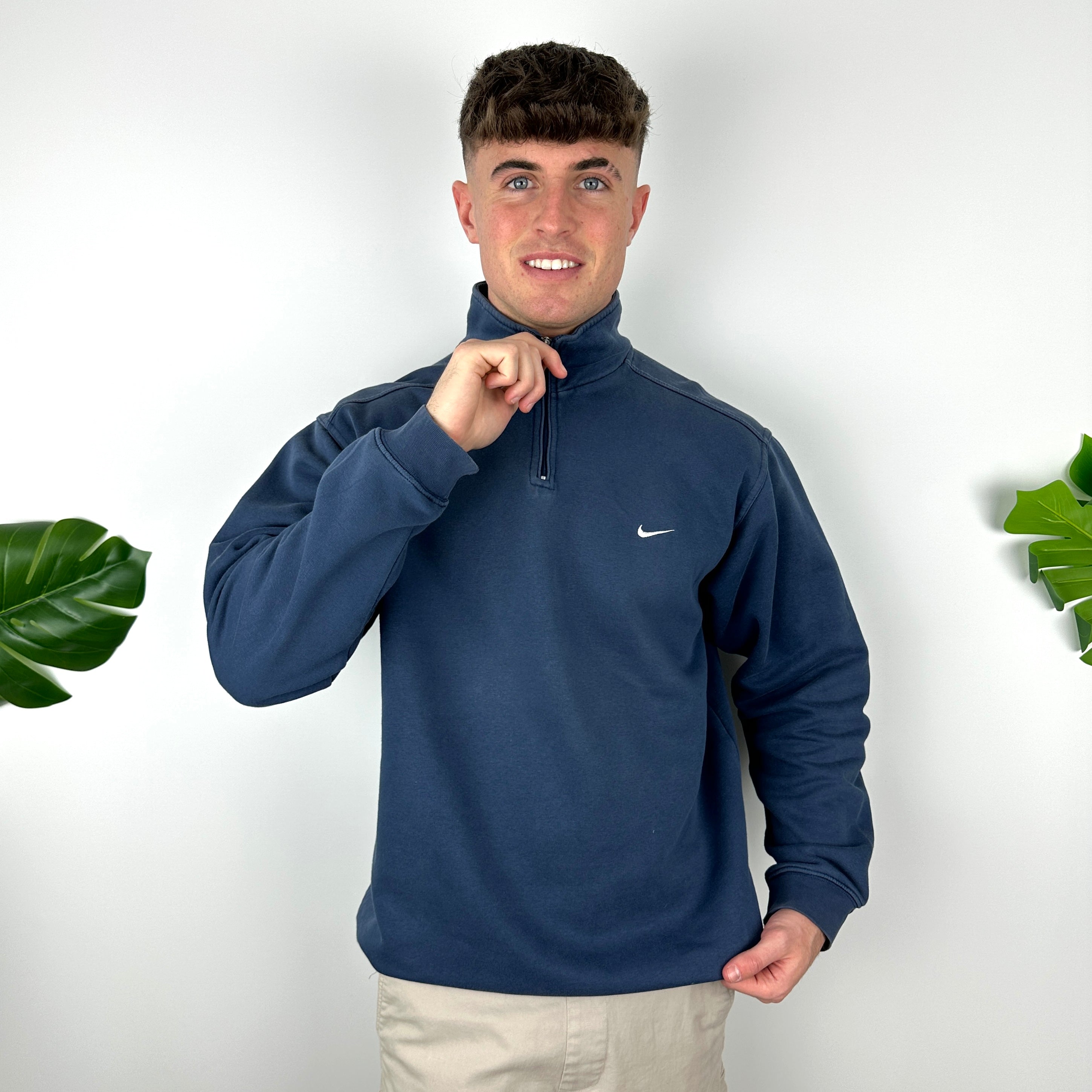 Nike Navy Embroidered Swoosh Quarter Zip (M)