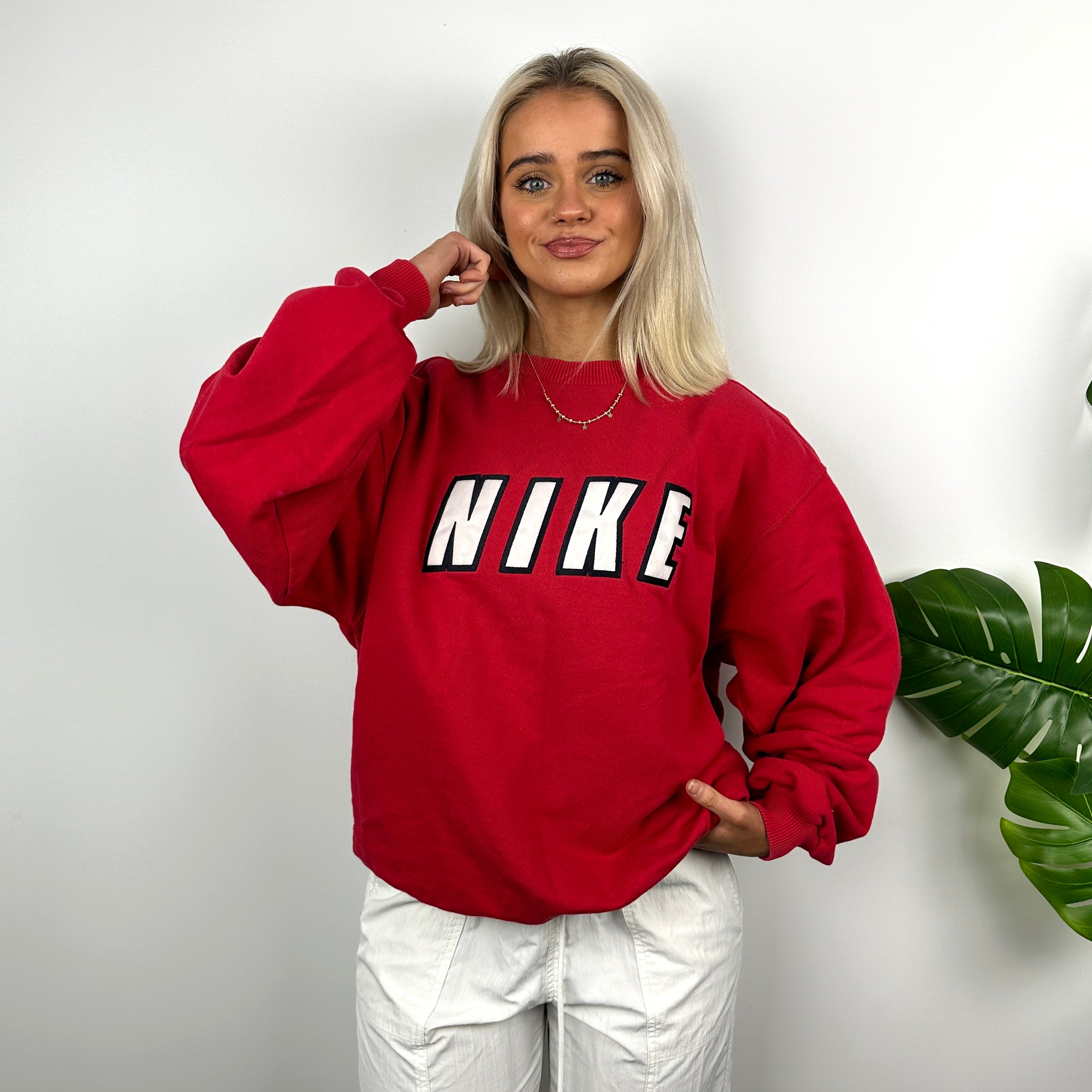 Nike Red Embroidered Spell Out Sweatshirt (M)