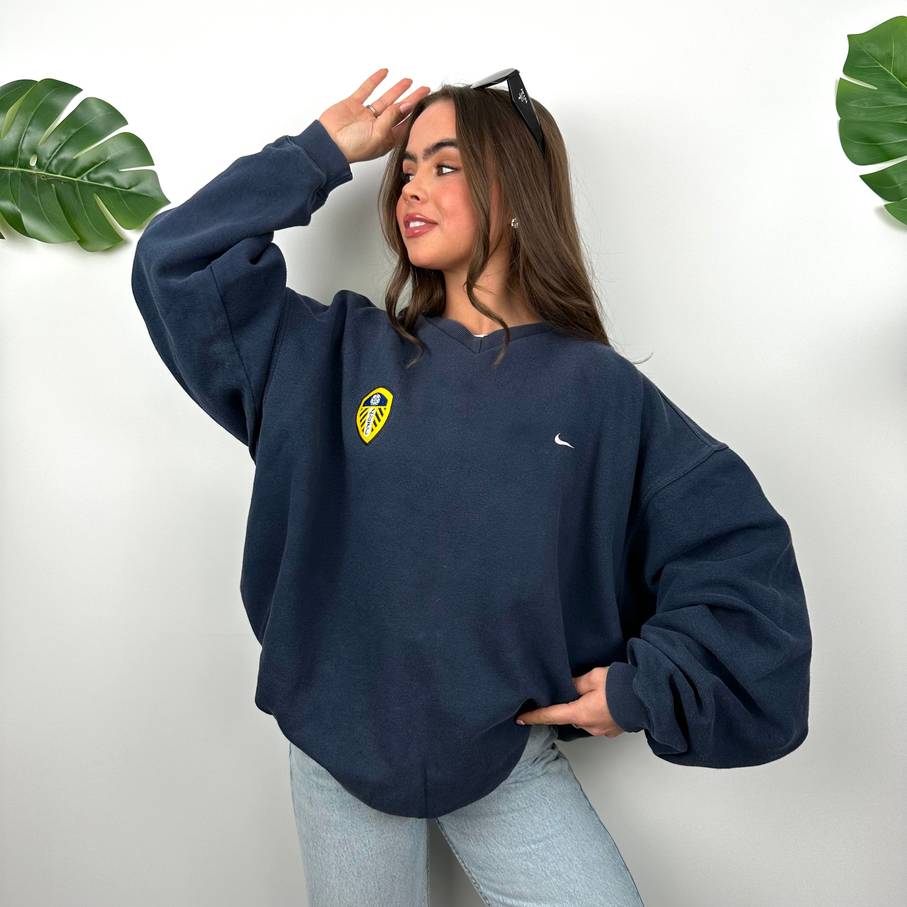 Nike X Leeds United Navy RARE Embroidered Swoosh Sweatshirt