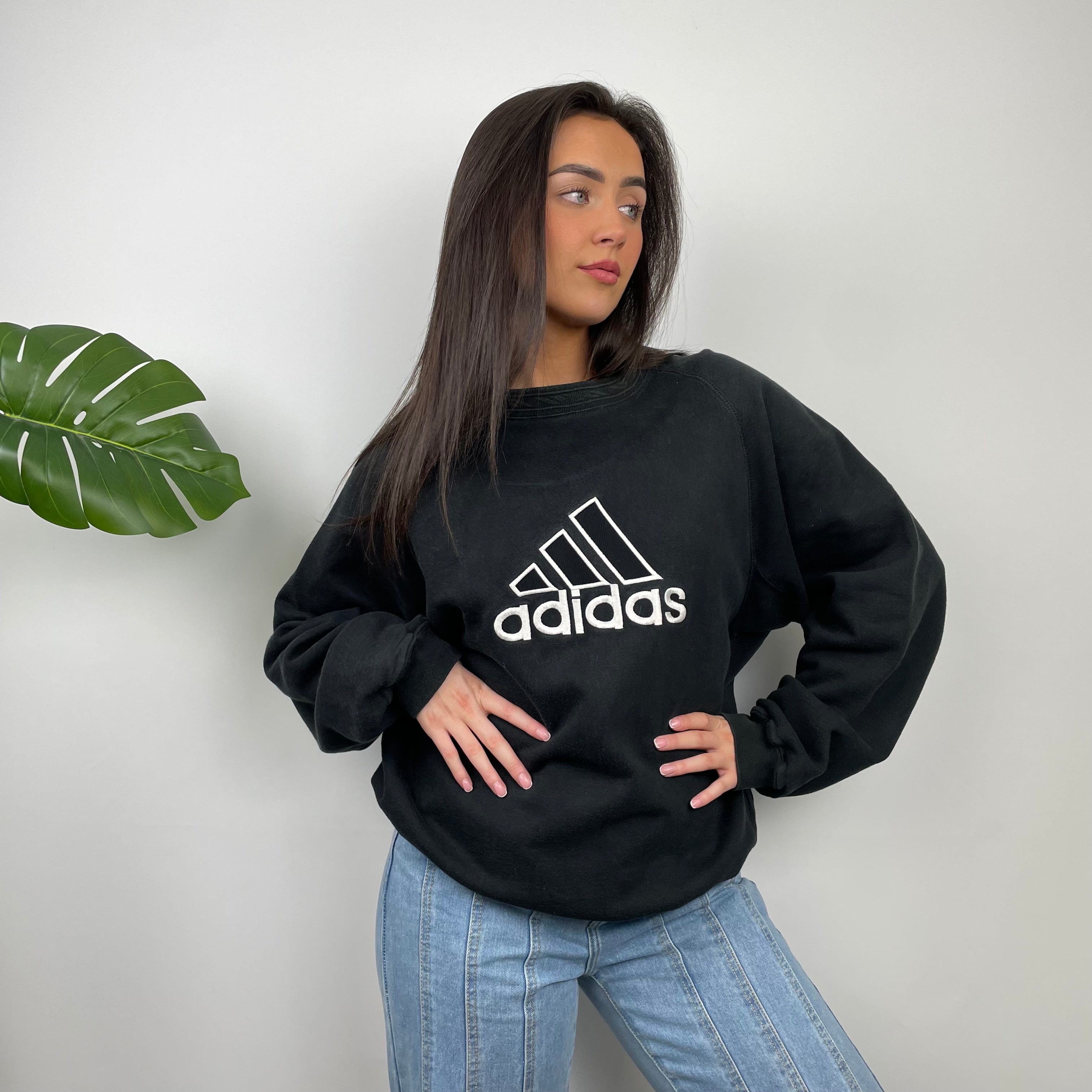 Adidas RARE Black Embroidered Spell Out Sweatshirt (L)