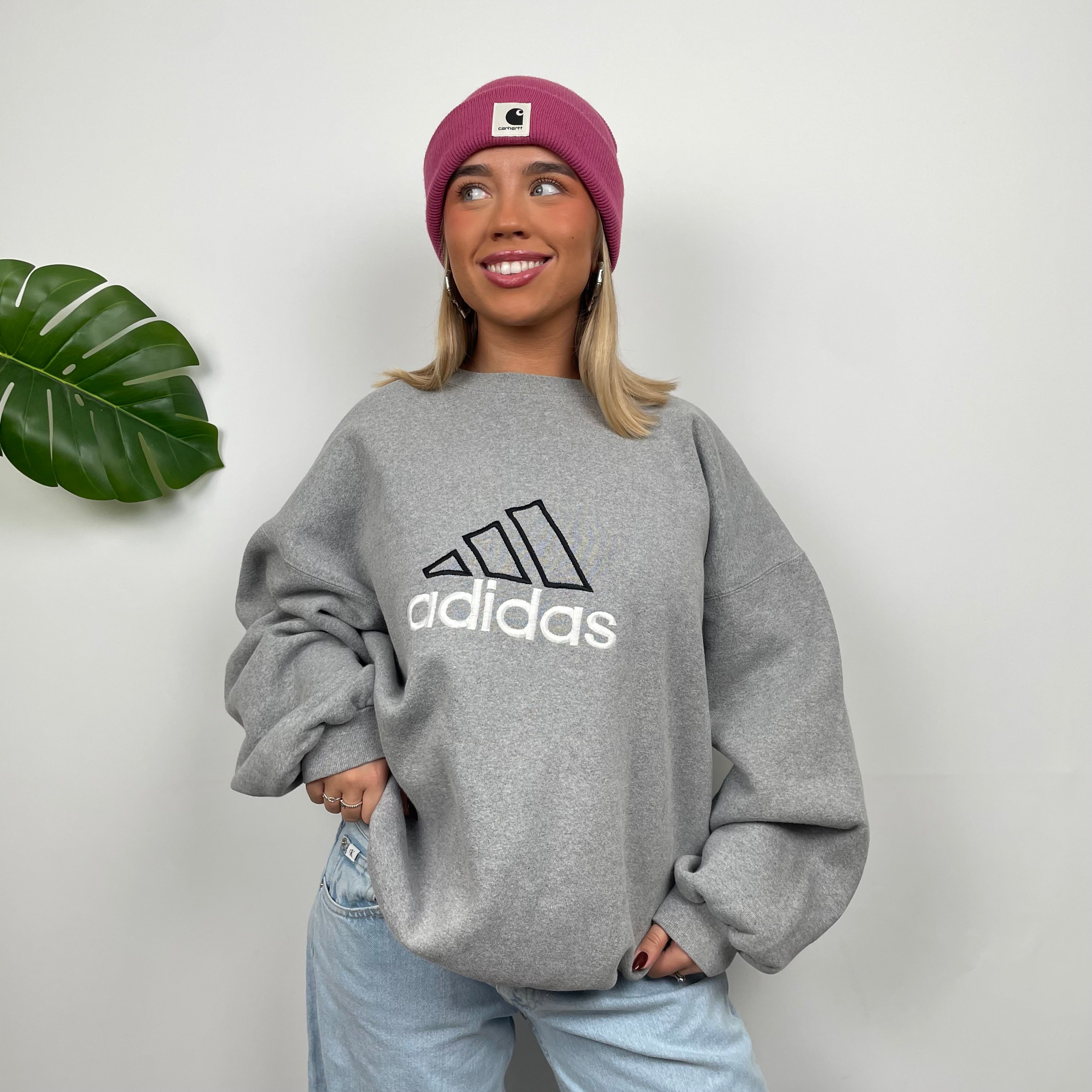 Adidas RARE Grey Embroidered Spell Out Sweatshirt (L)