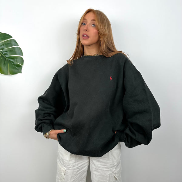 Polo Ralph Lauren RARE Black Embroidered Logo Sweatshirt (XL)
