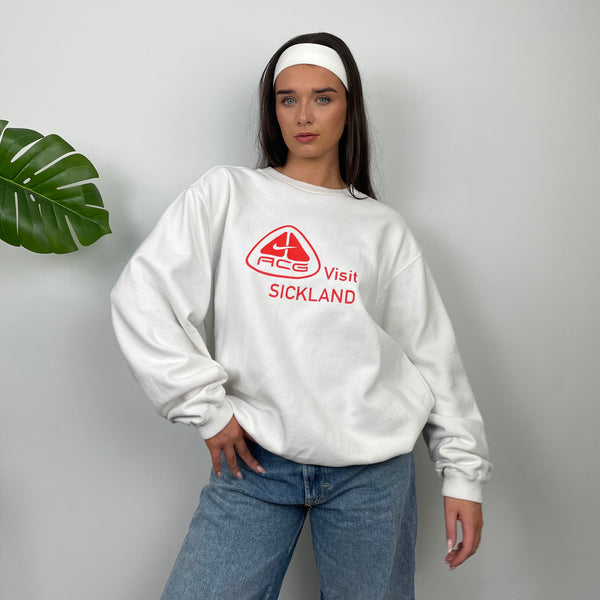 Nike ACG RARE White Embroidered Spell Out Sweatshirt (L)