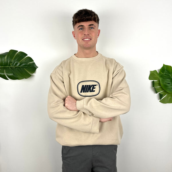 Nike Cream Embroidered Spell Out Sweatshirt (XXL)