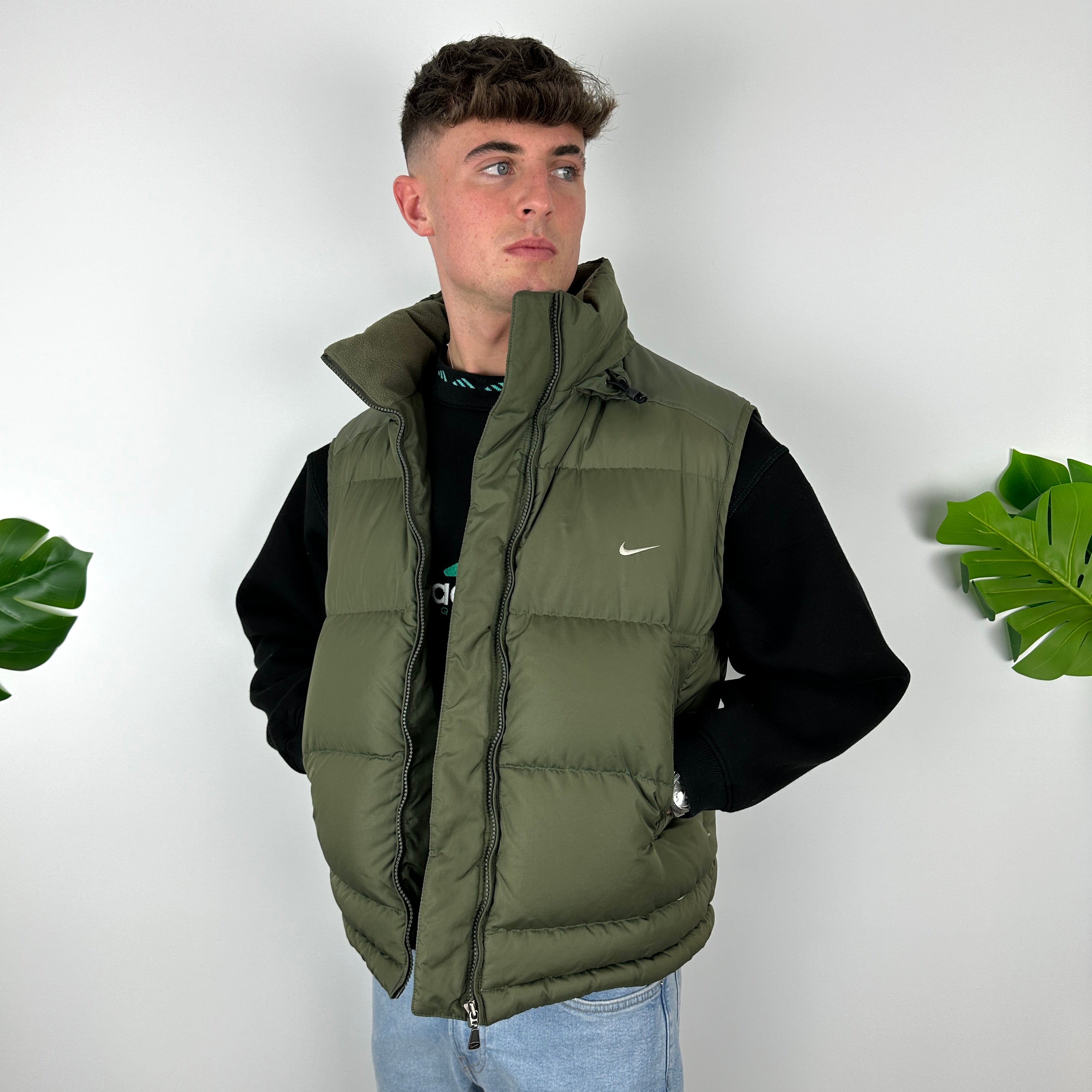 Nike Green Embroidered Swoosh Puffer Gilet (M)