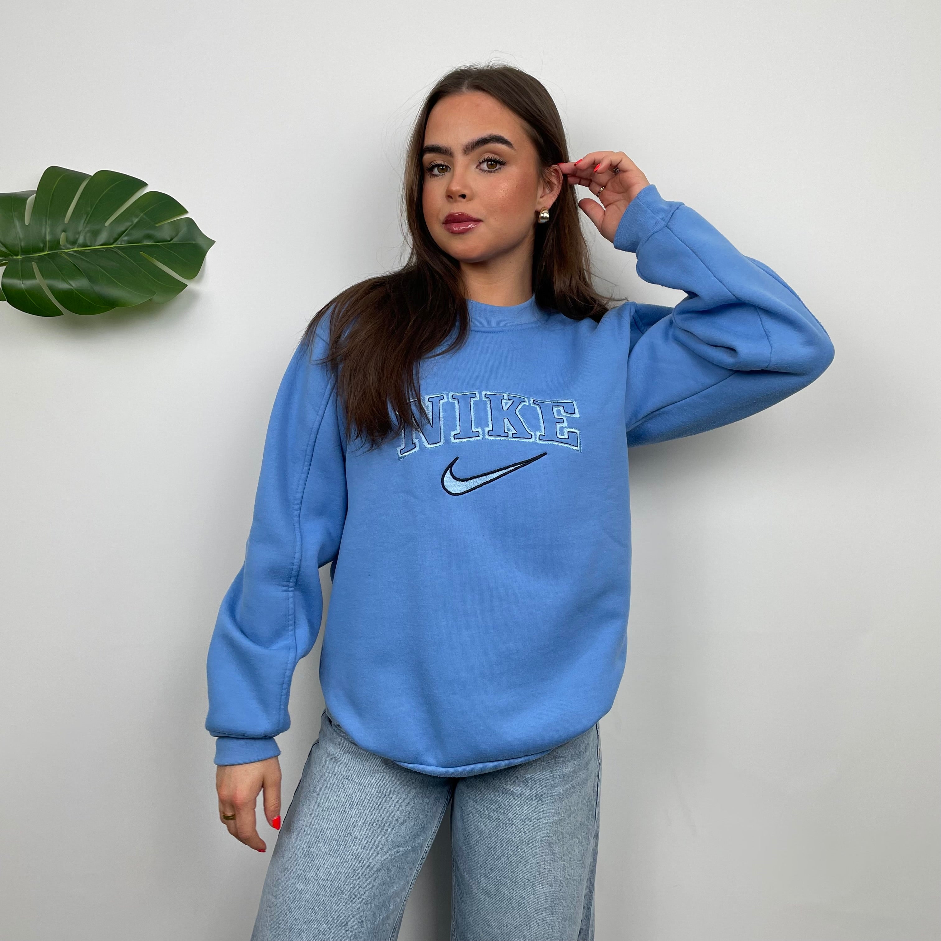 Nike Baby Blue Embroidered Spell Out Sweatshirt (L)