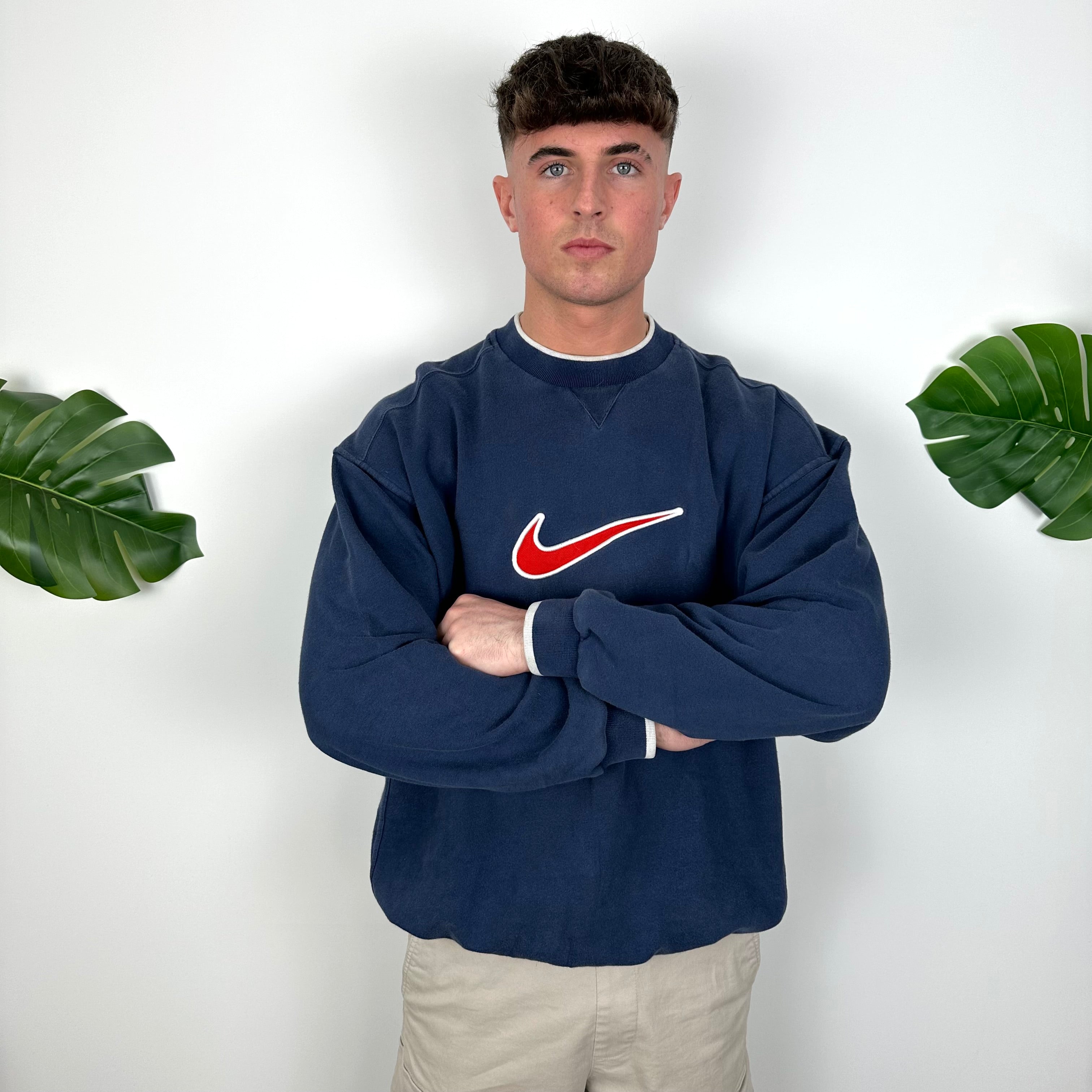 Nike Navy Embroidered Centre Swoosh Sweatshirt (M)