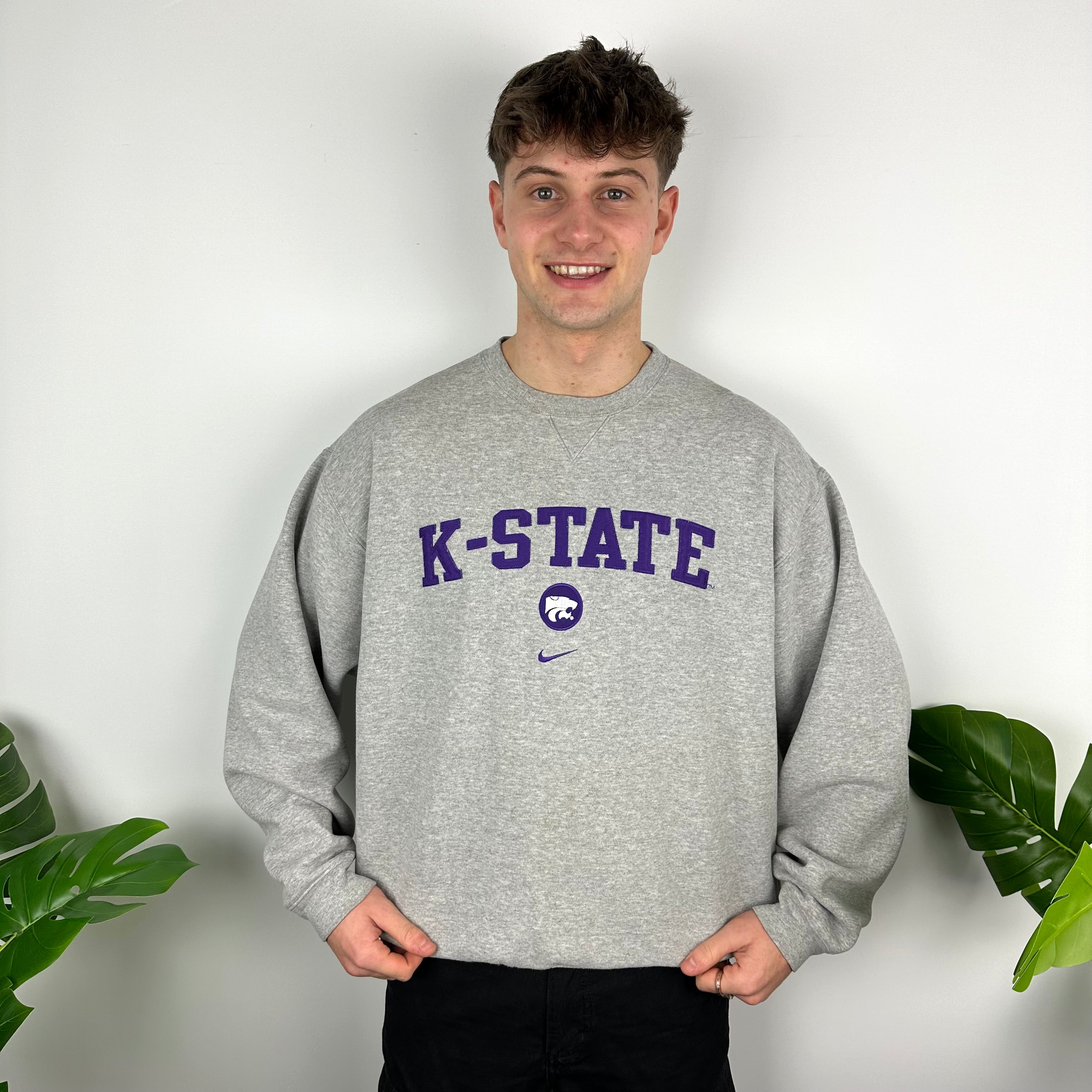 Nike x K State Grey Embroidered Spell Out Sweatshirt (XL)