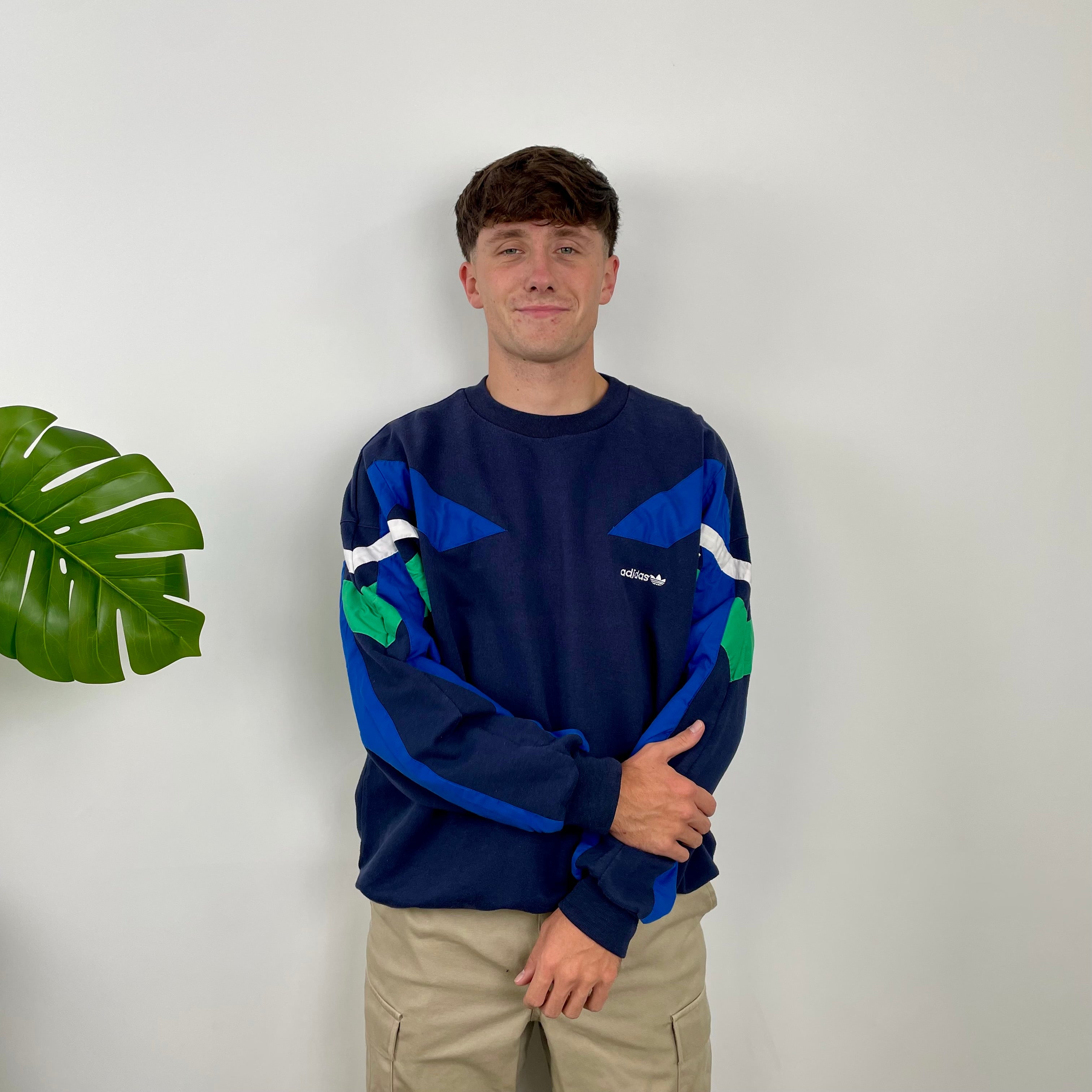 Adidas Embroidered Spell Out Colour Block Sweatshirt (L)