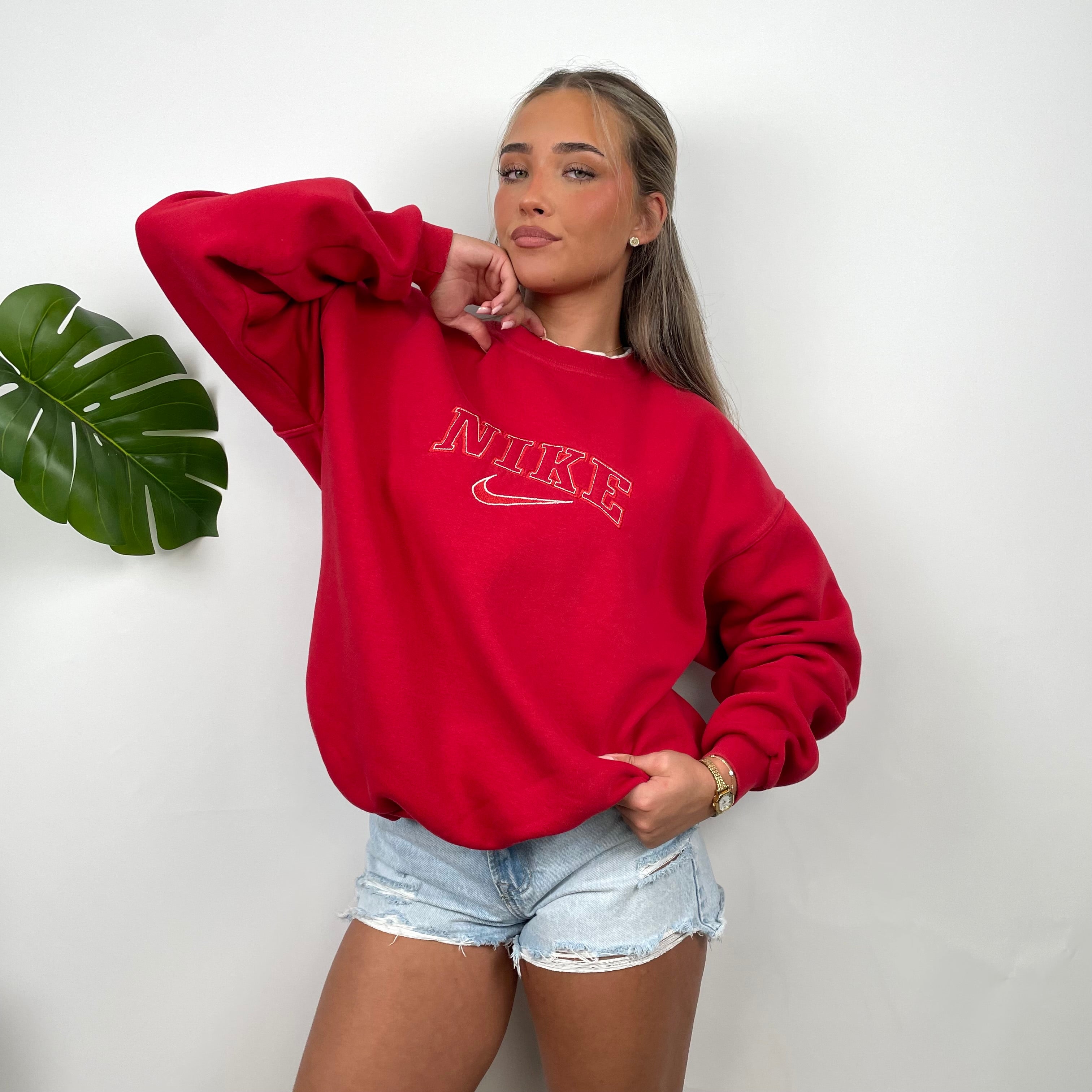 Nike Red Embroidered Spell Out Sweatshirt (L)