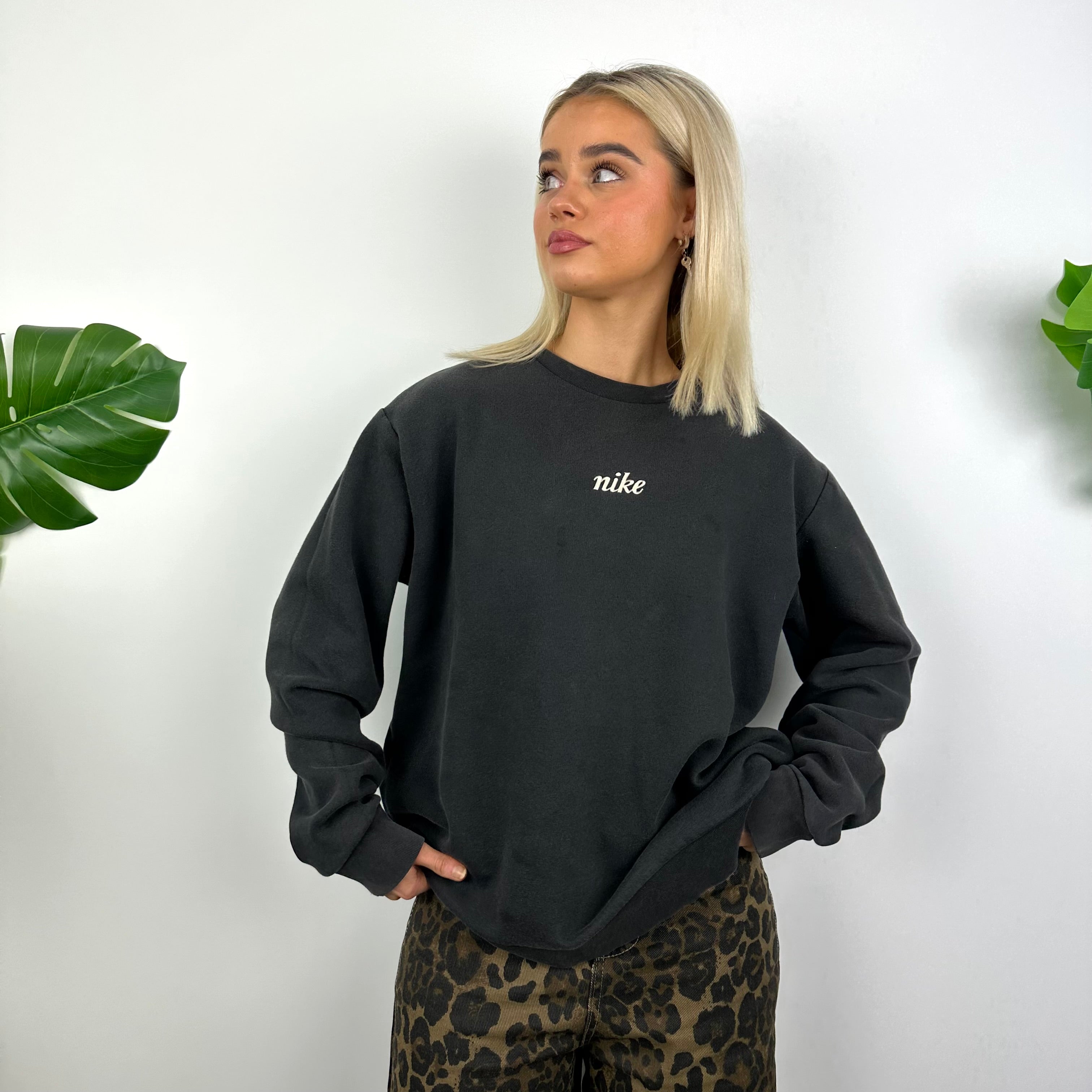 Nike Black Embroidered Spell Out Sweatshirt (L)