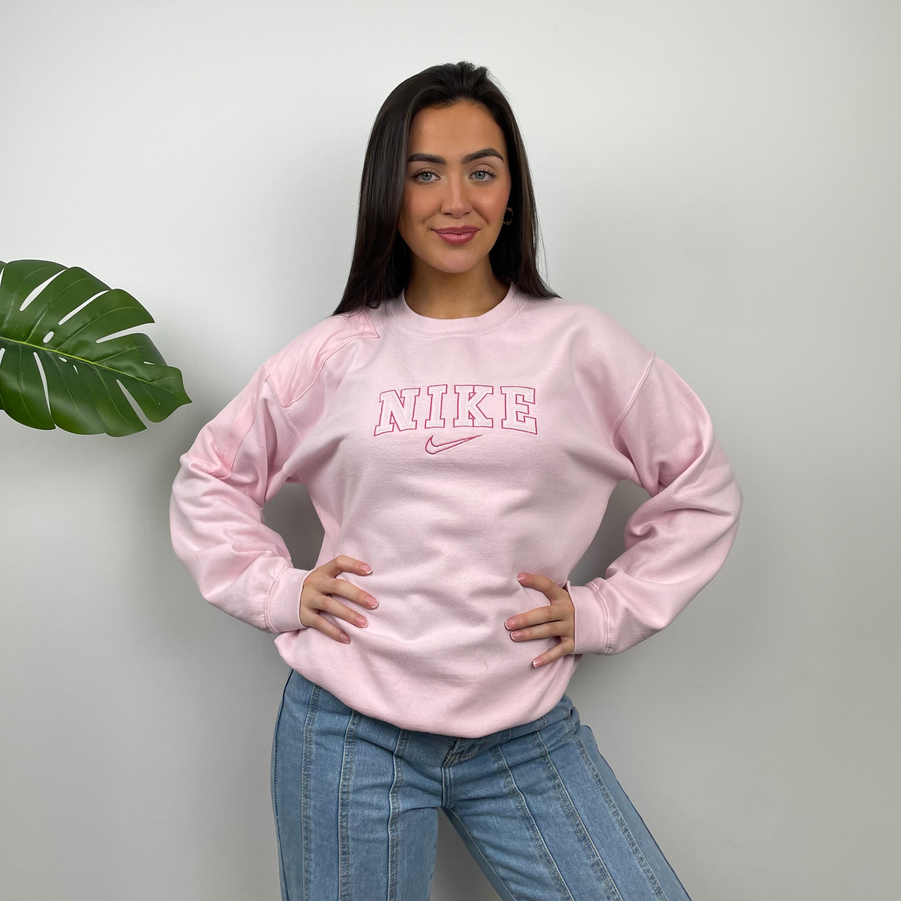 Nike Baby Pink Embroidered Spell Out Sweatshirt (M)