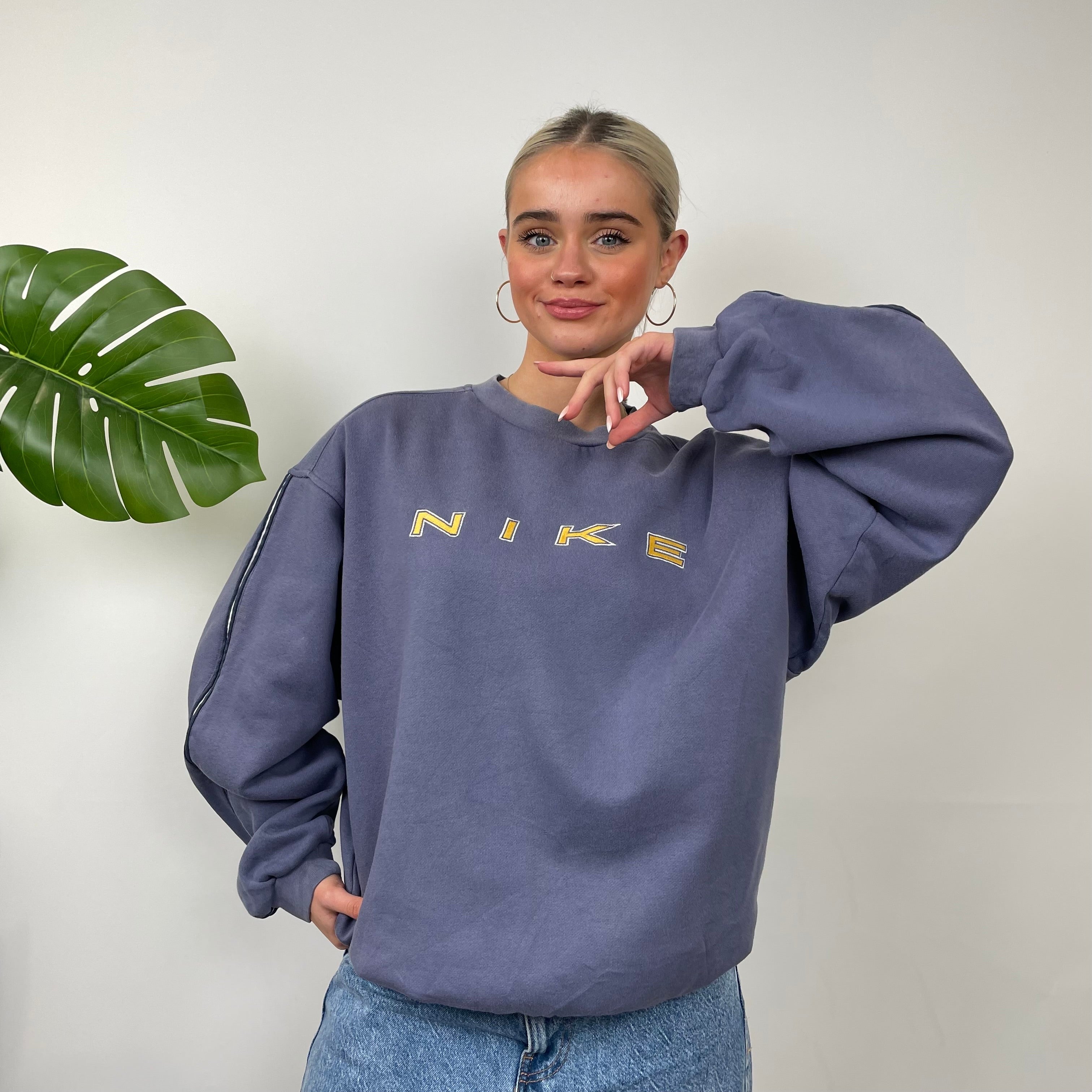 Nike Navy Embroidered Spell Out Sweatshirt (L)