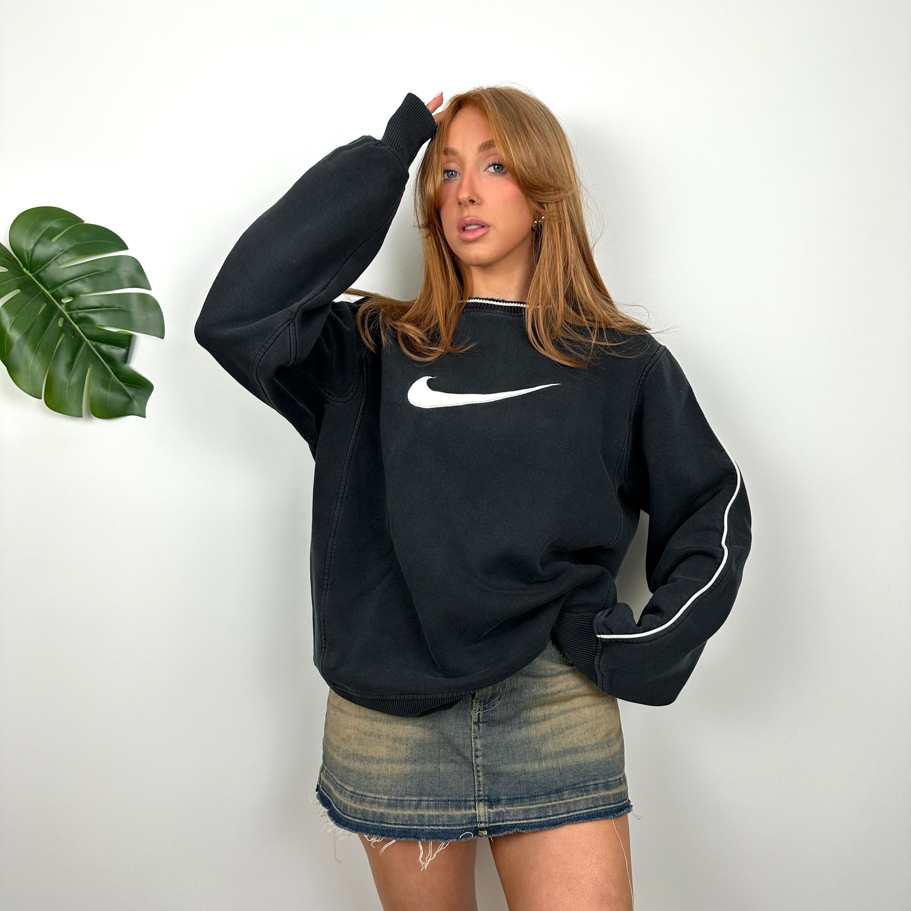 Nike Black Embroidered Swoosh Sweatshirt (M)