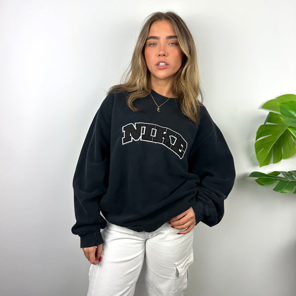 Nike Black Embroidered Spell Out Sweatshirt (L)