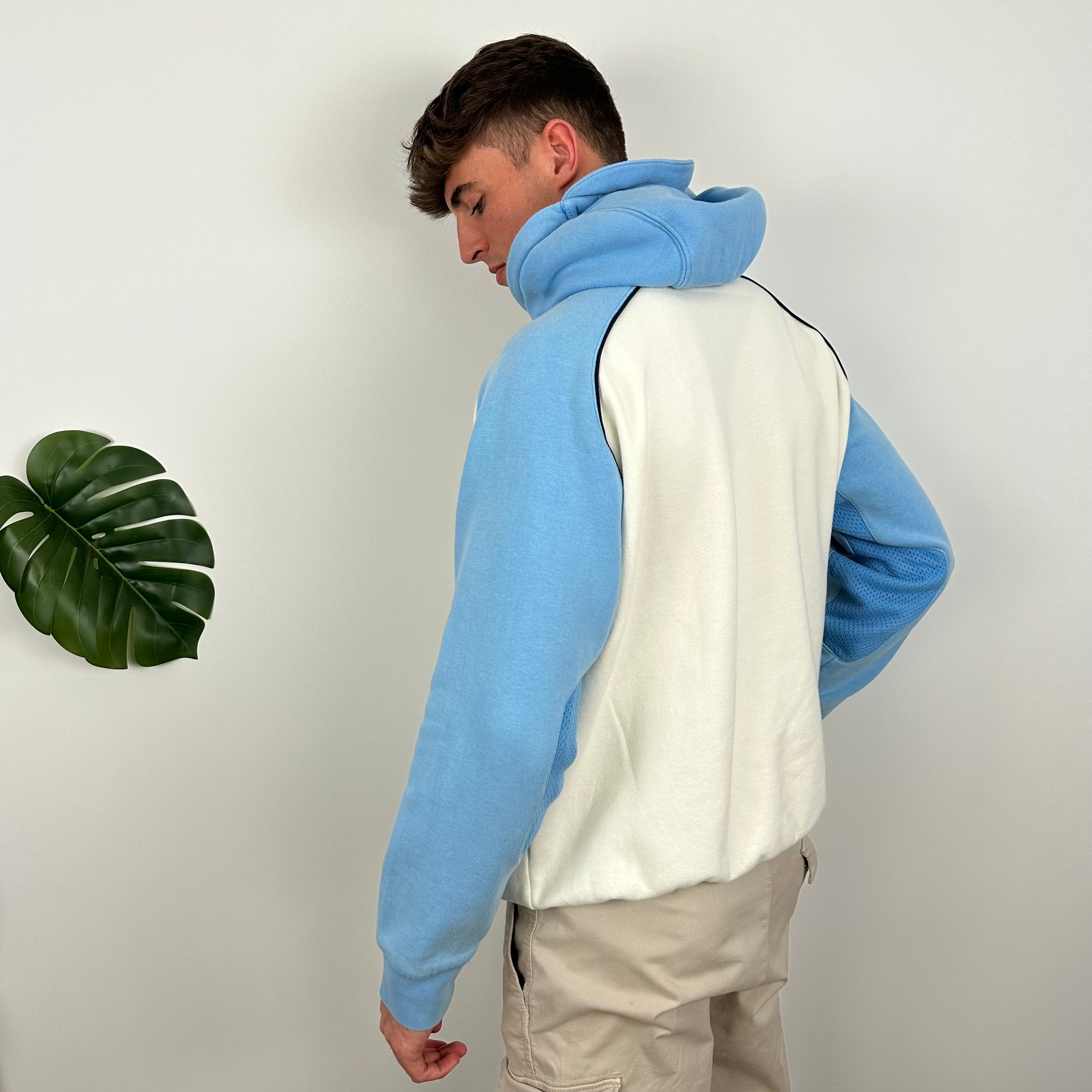 Nike Air Max RARE White & Baby Blue Embroidered Spell Out Hoodie (L)