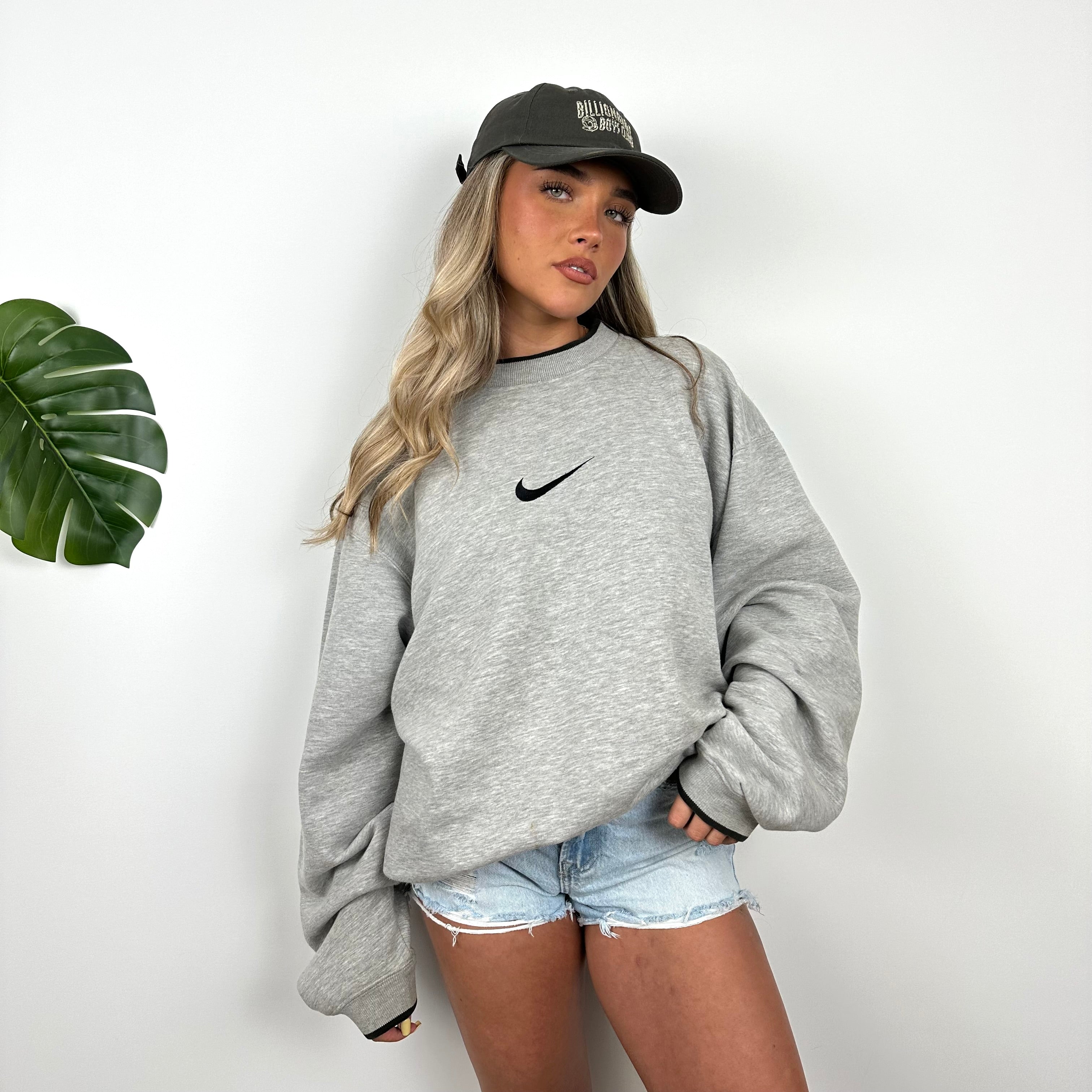 Nike Grey Embroidered Swoosh Sweatshirt (XL)