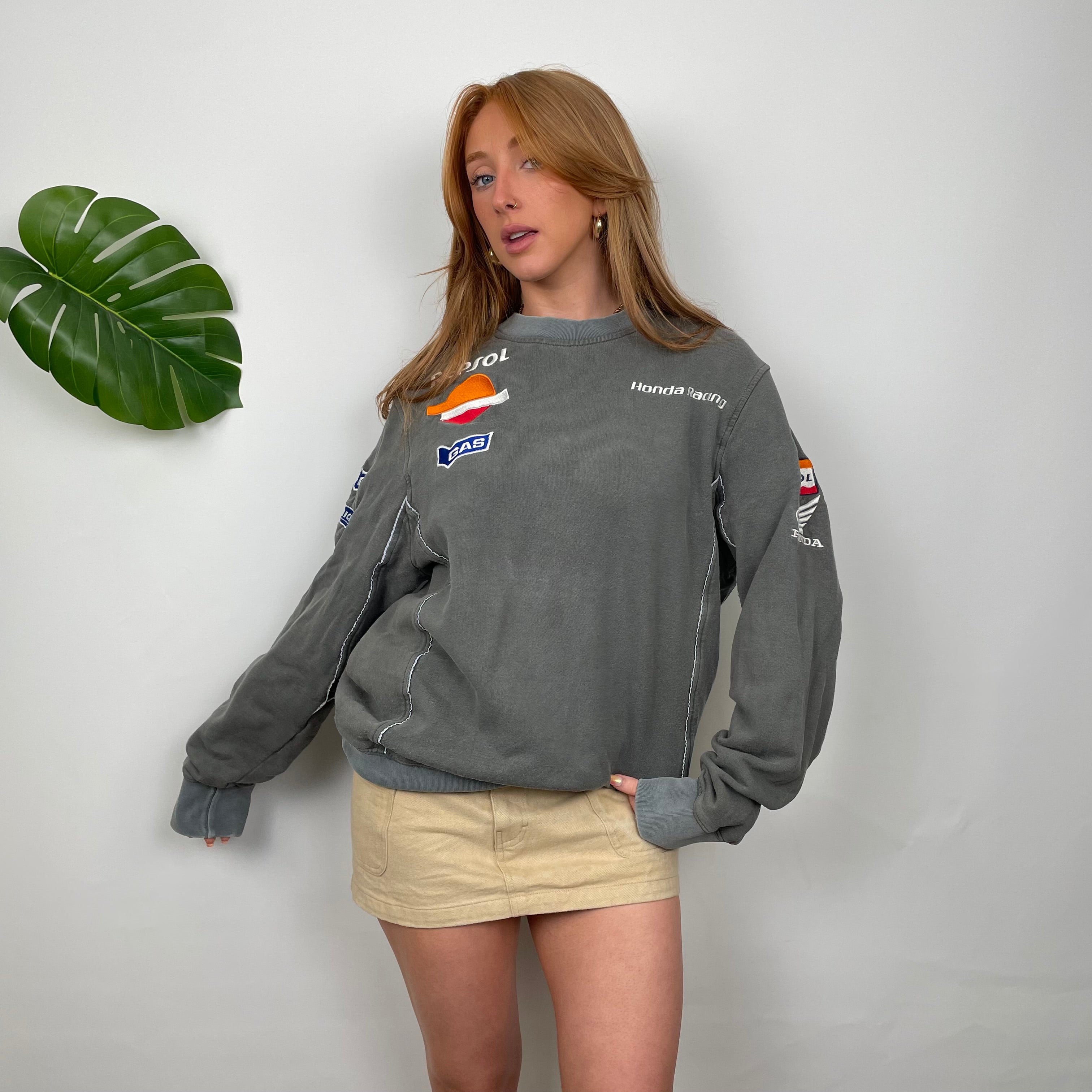 Honda Racing RARE Grey Embroidered Spell Out Sweatshirt (L)