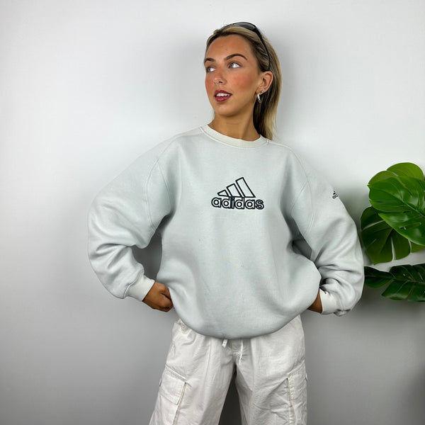 Adidas Grey Embroidered Spell Out Sweatshirt (M)